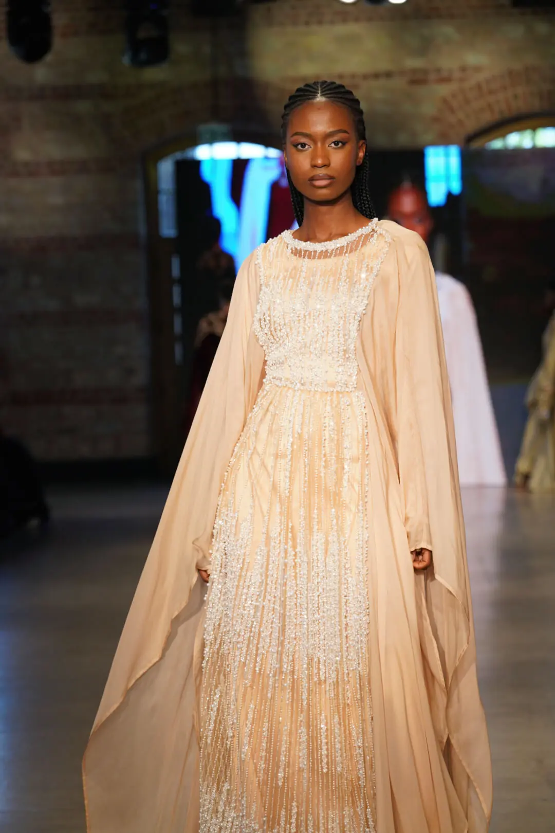 Silk Goldwave Balcanian Pearl-Embellished Silk Gown – Gold Beige, photo 2