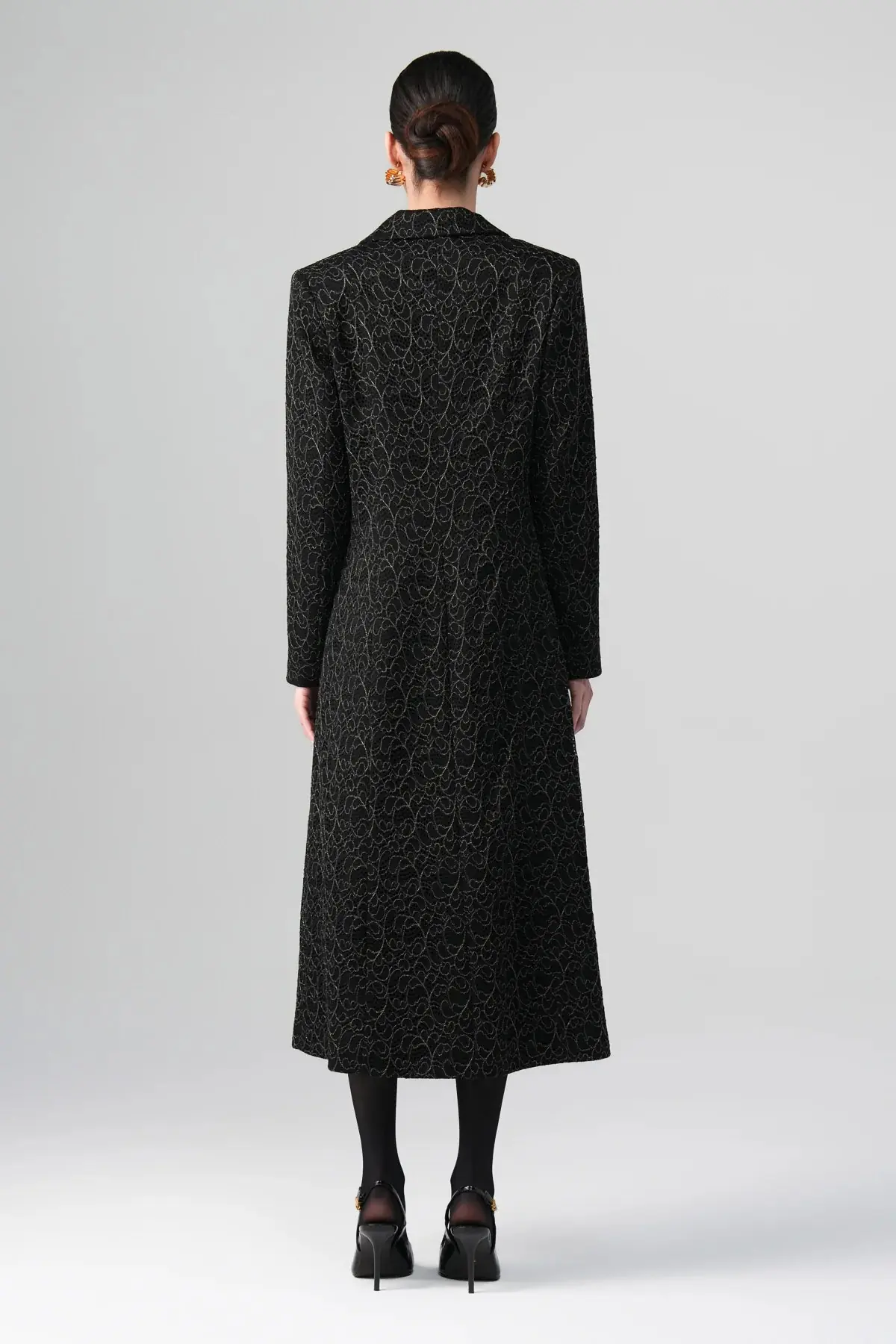 Daphne Lace Single-Button Coat – Black, photo 8