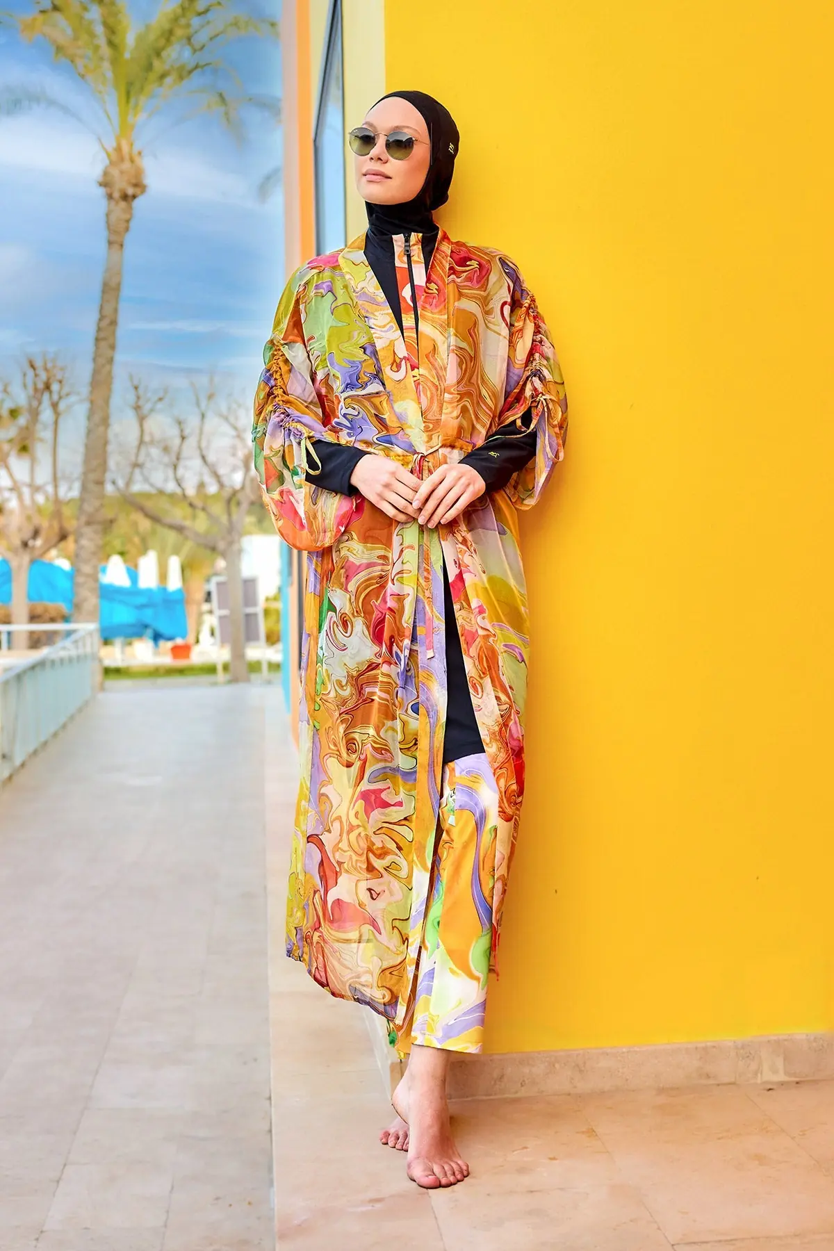 Silky Modest Full Coverage Kimono - Multicolor, photo 2