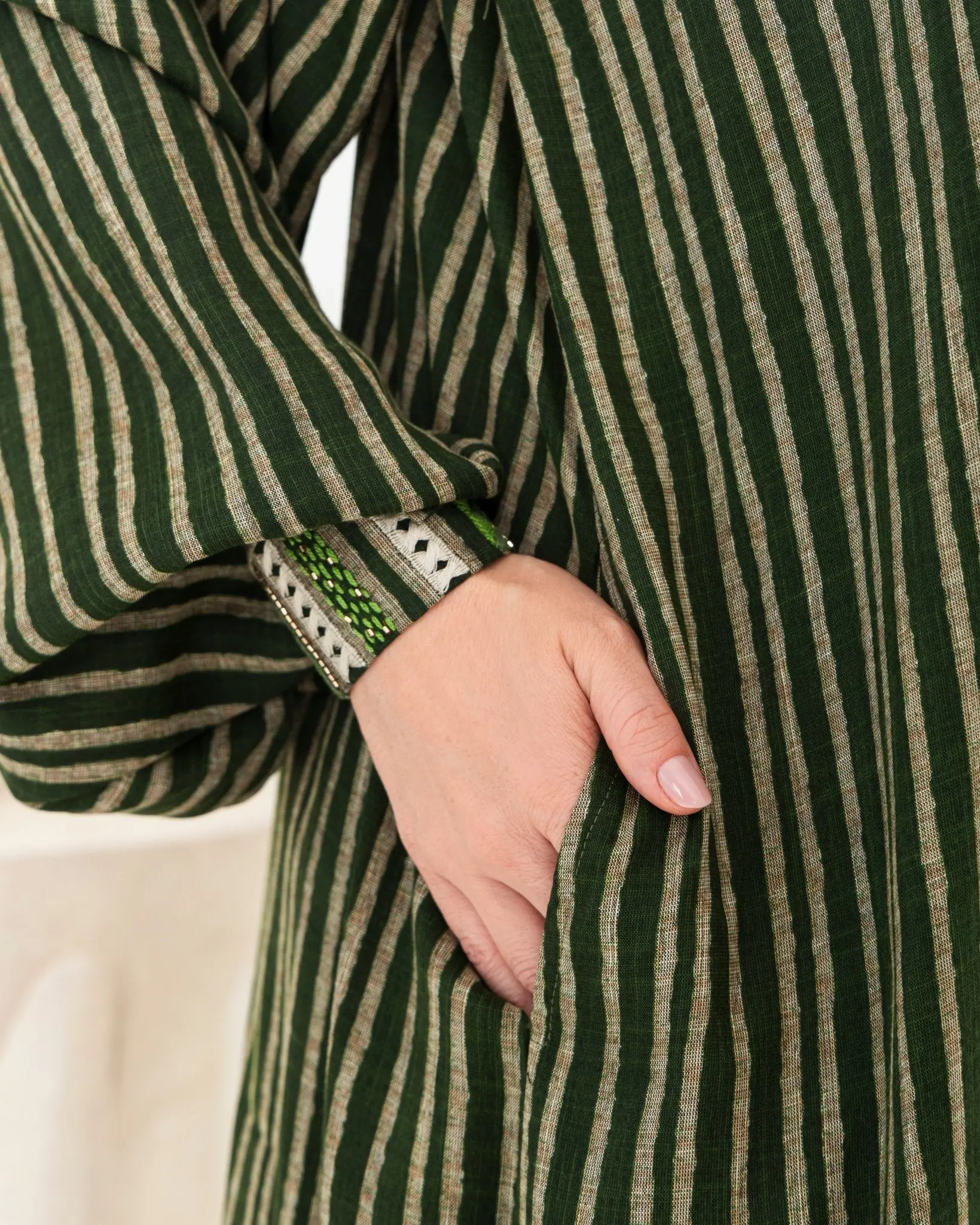 Green  Stripe Kimono Abaya, photo 4