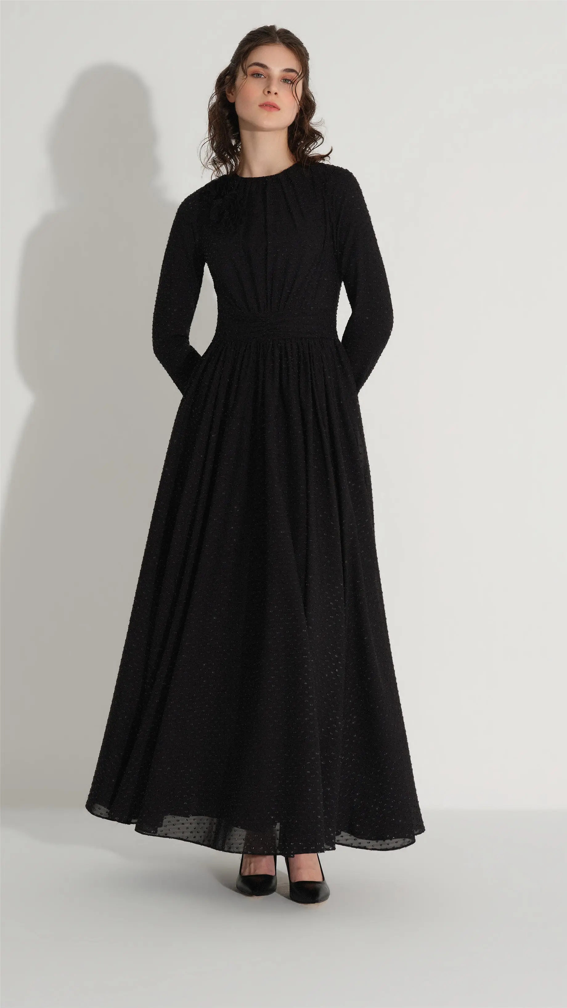 Floral Detail Glitter Dress – Black, photo 3