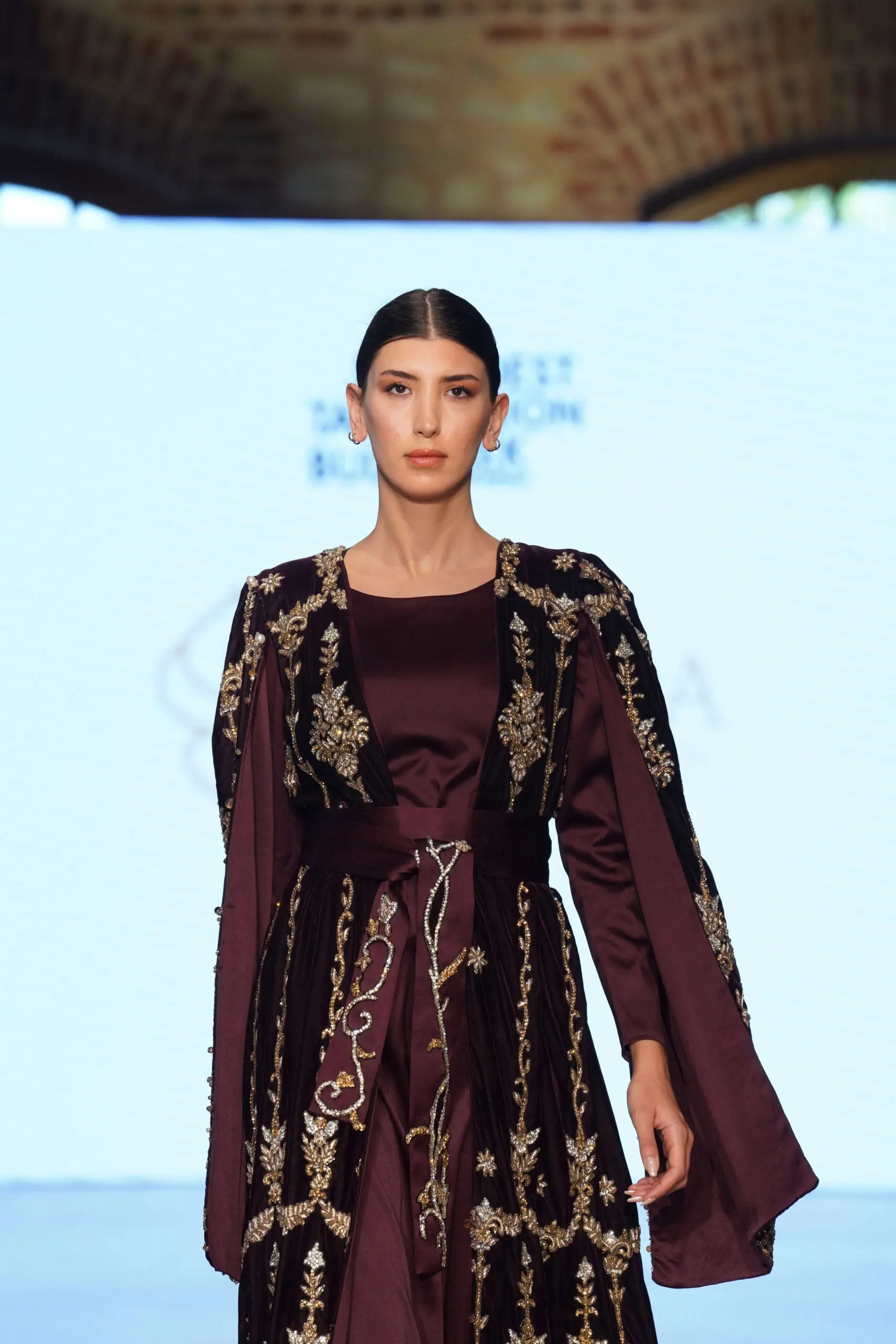 Velvet Authority Balcanian Embellished Kaftan – Burgundy, photo 2