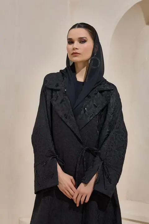 Classic Brocade Abaya – Black, photo 2