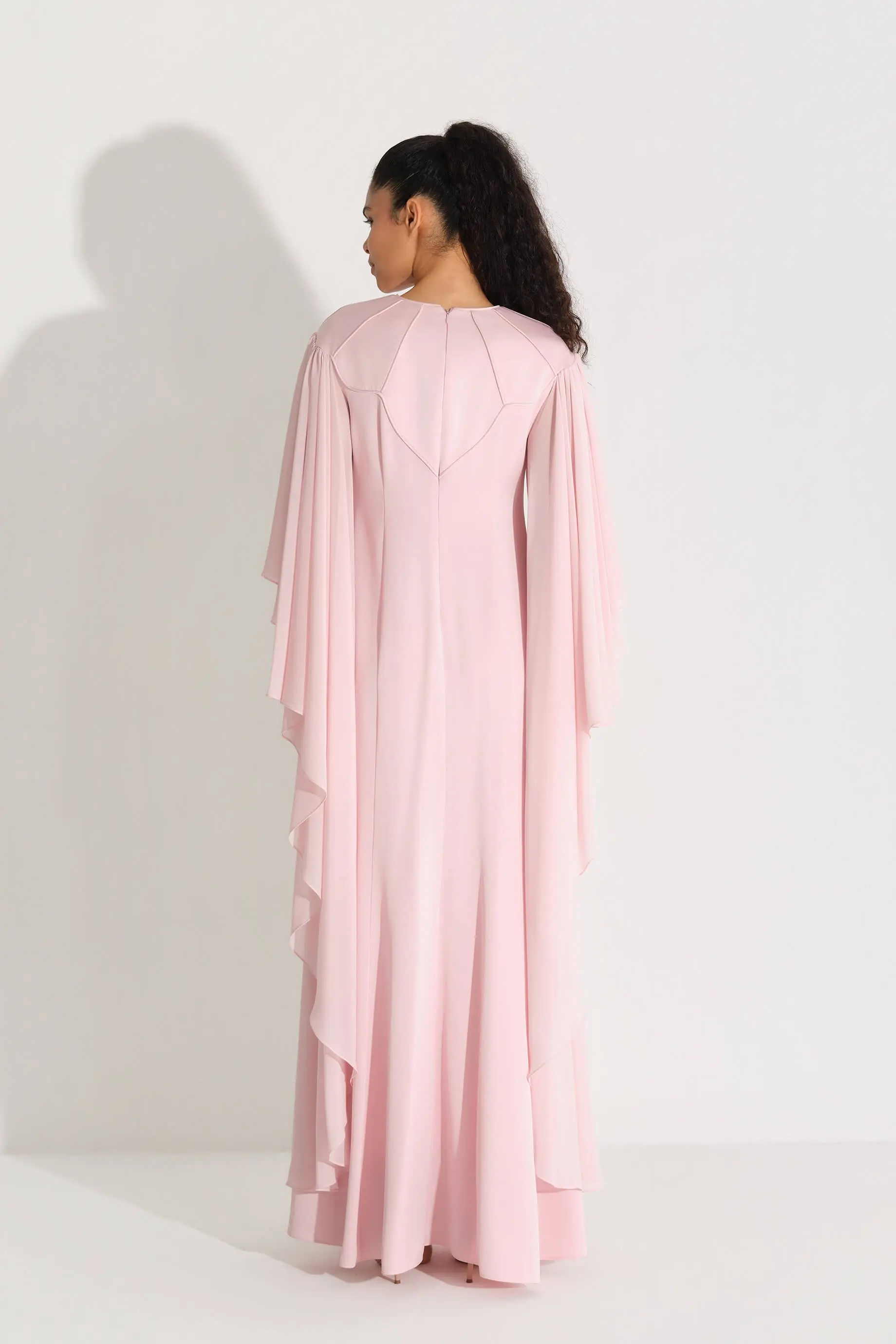 Piped Detail Chiffon Dress – Pink, photo 3