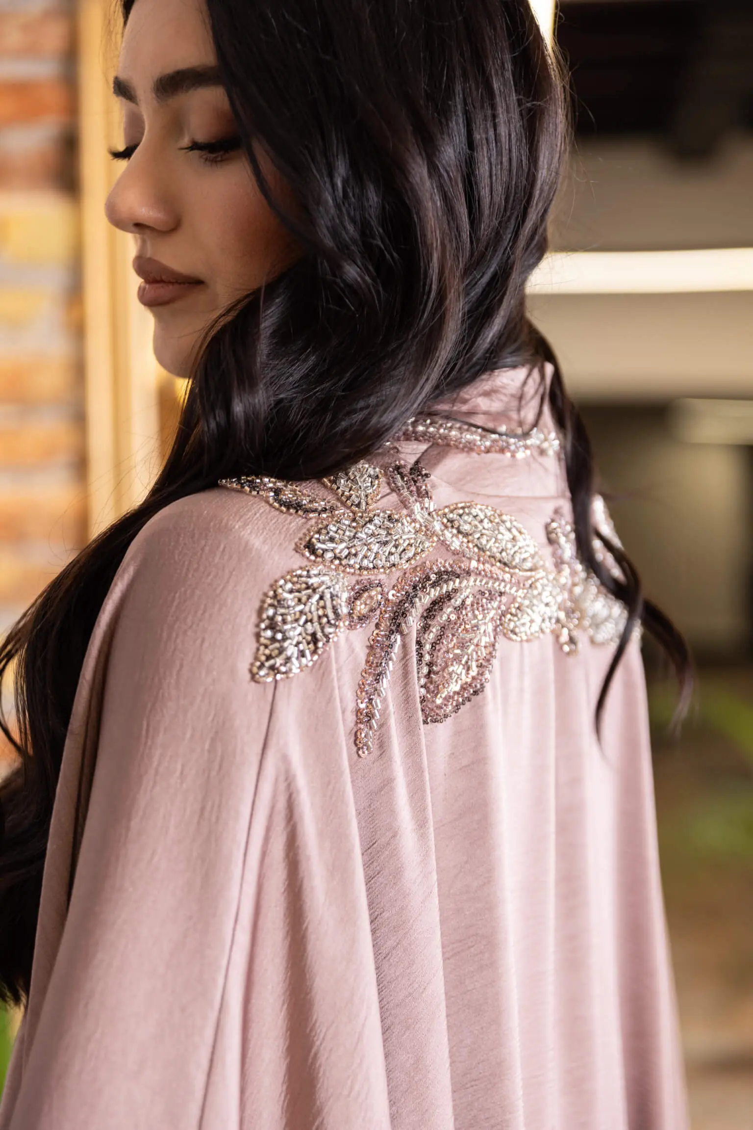 Silent Power Embellished Abaya – Pink, photo 3