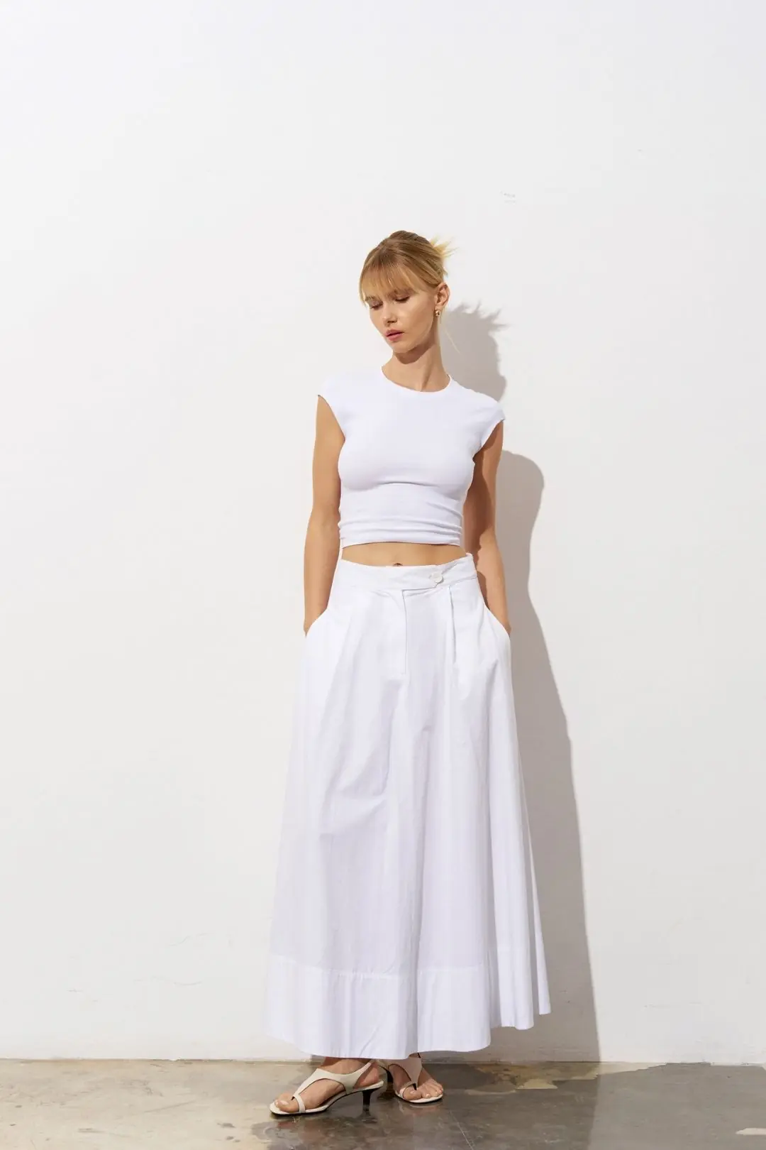 Maren Poplin Maxi Skirt - White, photo 3