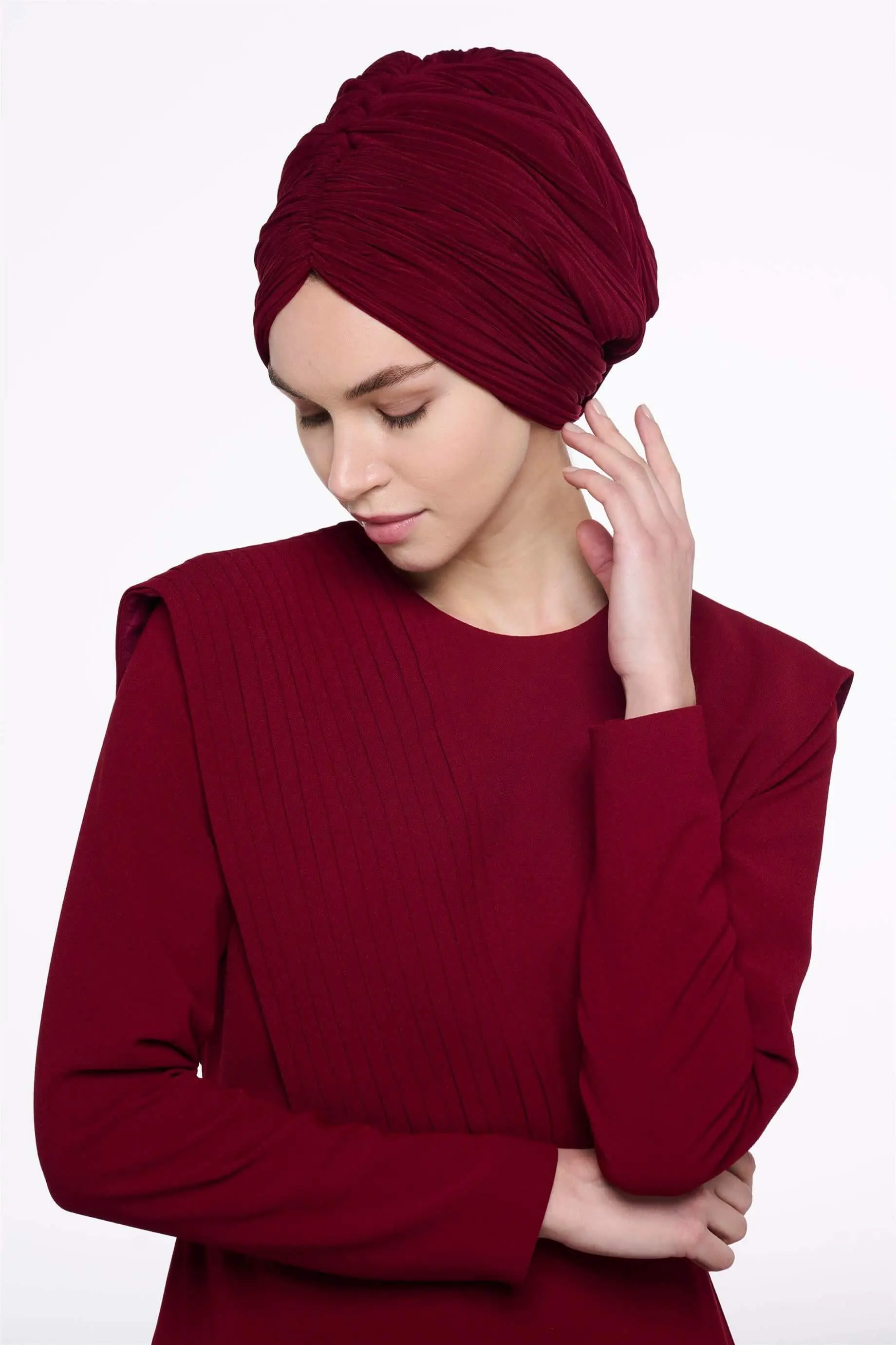 Cross-Wrap Bonnet – Burgundy, photo 3