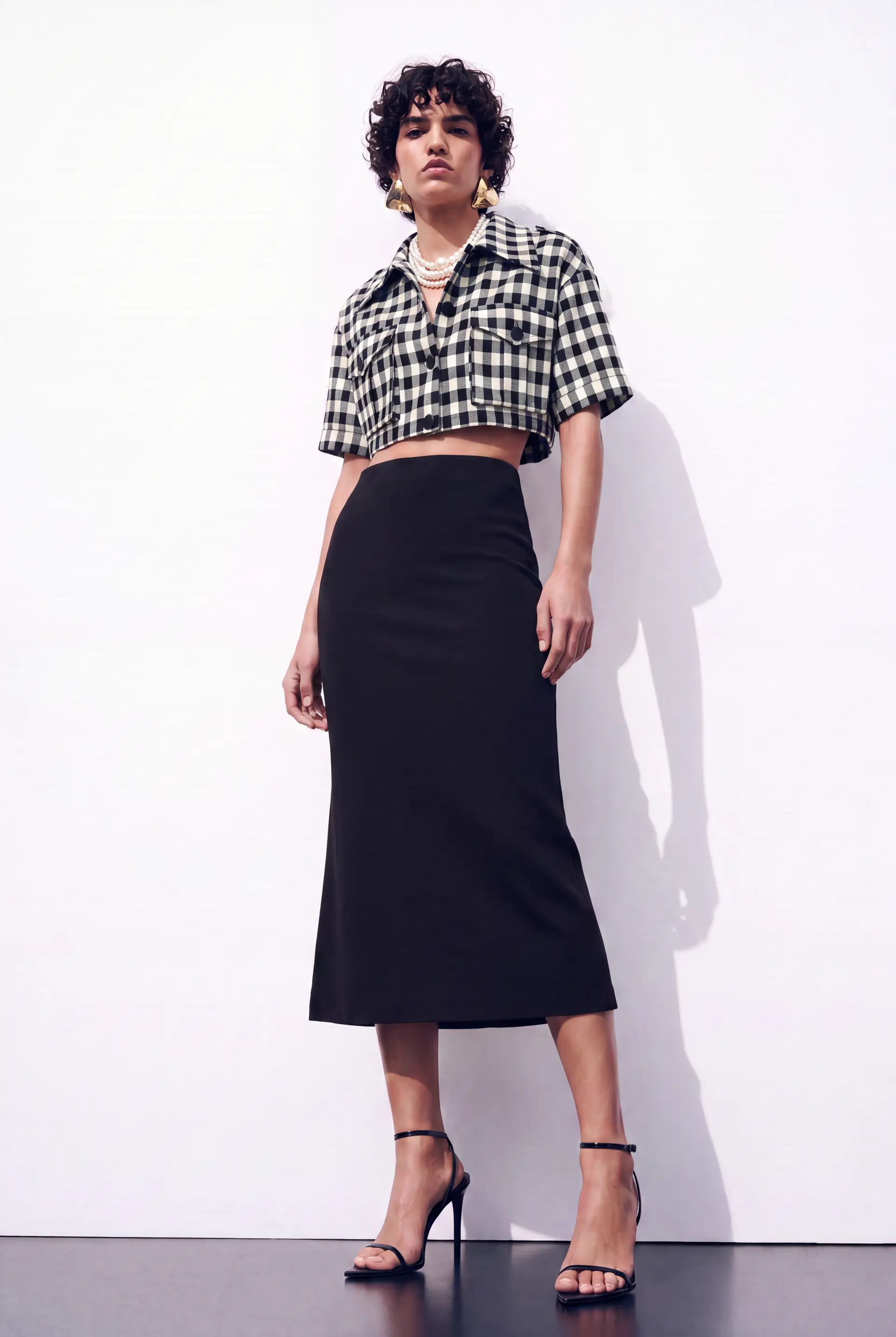 Vichy Patterned Crop Jacket, photo 4
