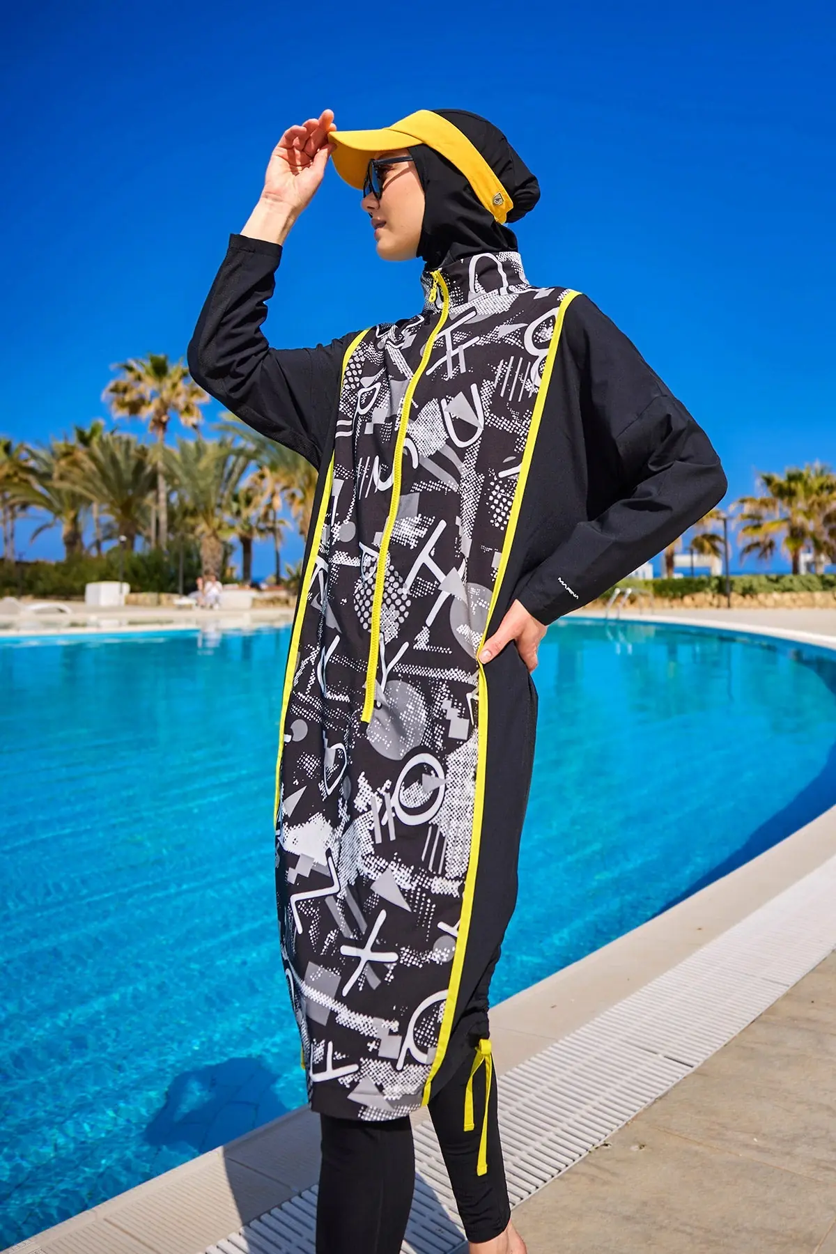 Black Full Coverage Modest Swimwear Burkini Set M2536, photo 3