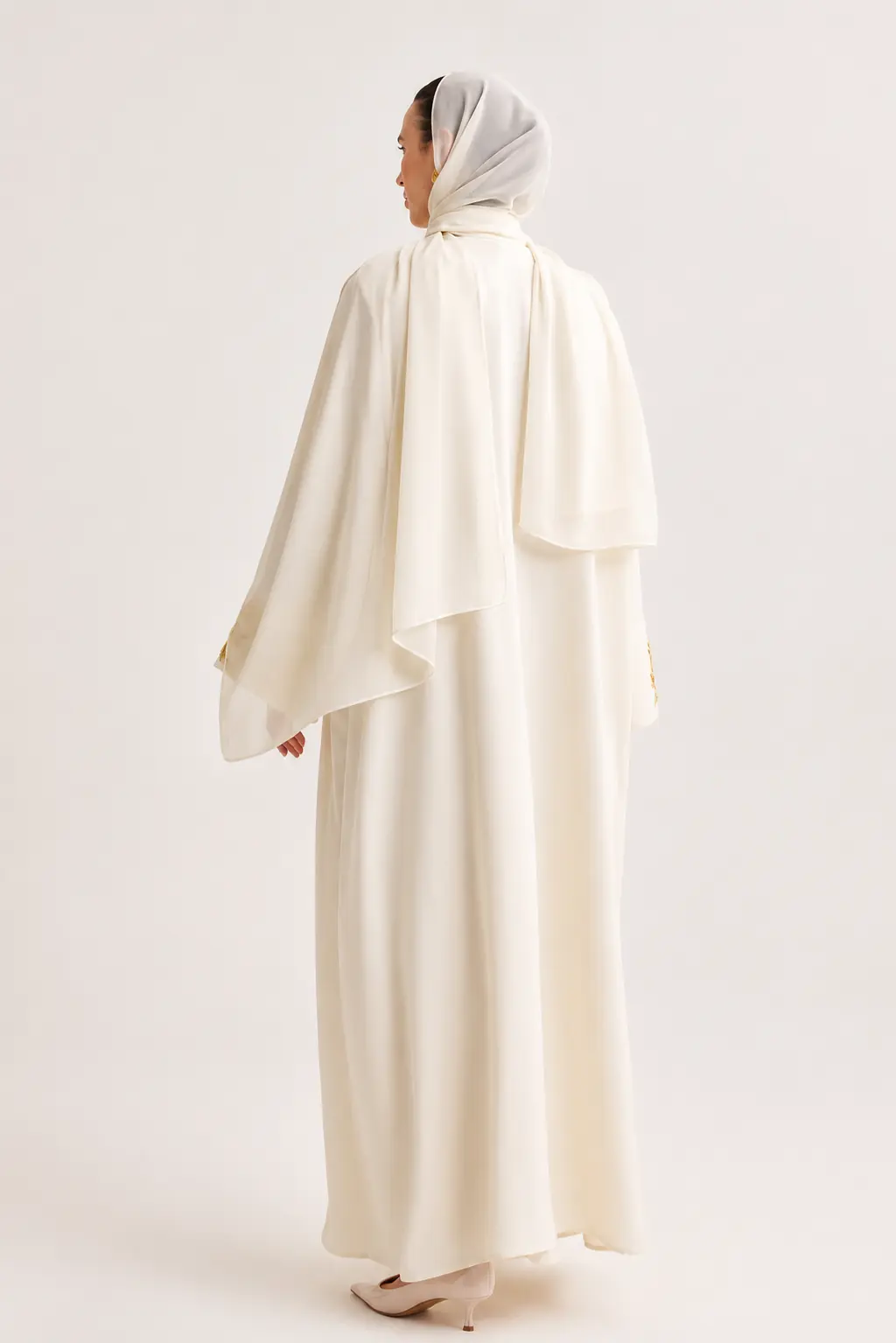 Reem Linen Abaya & Scarf – Cream, photo 4