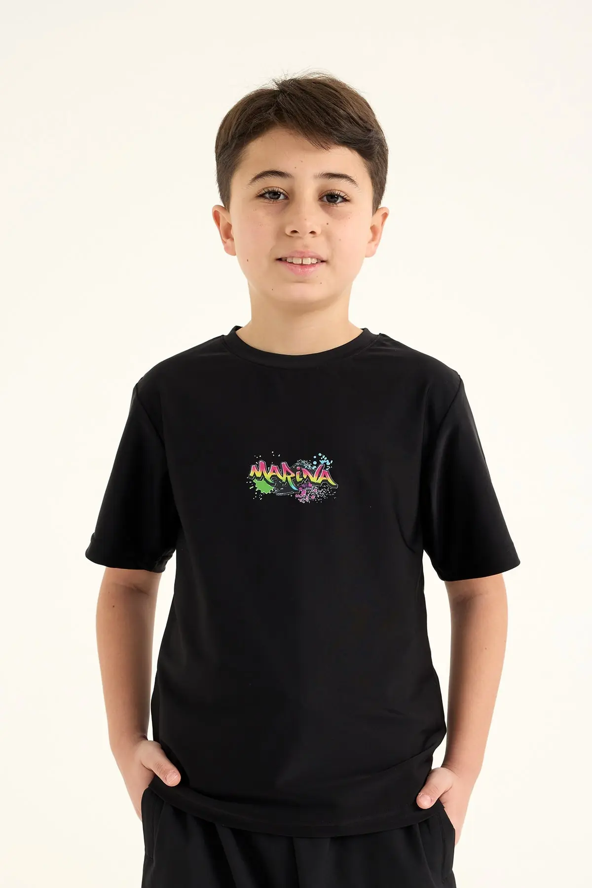 Marina Teen Boys' Swim T-Shirt – Black, photo 3