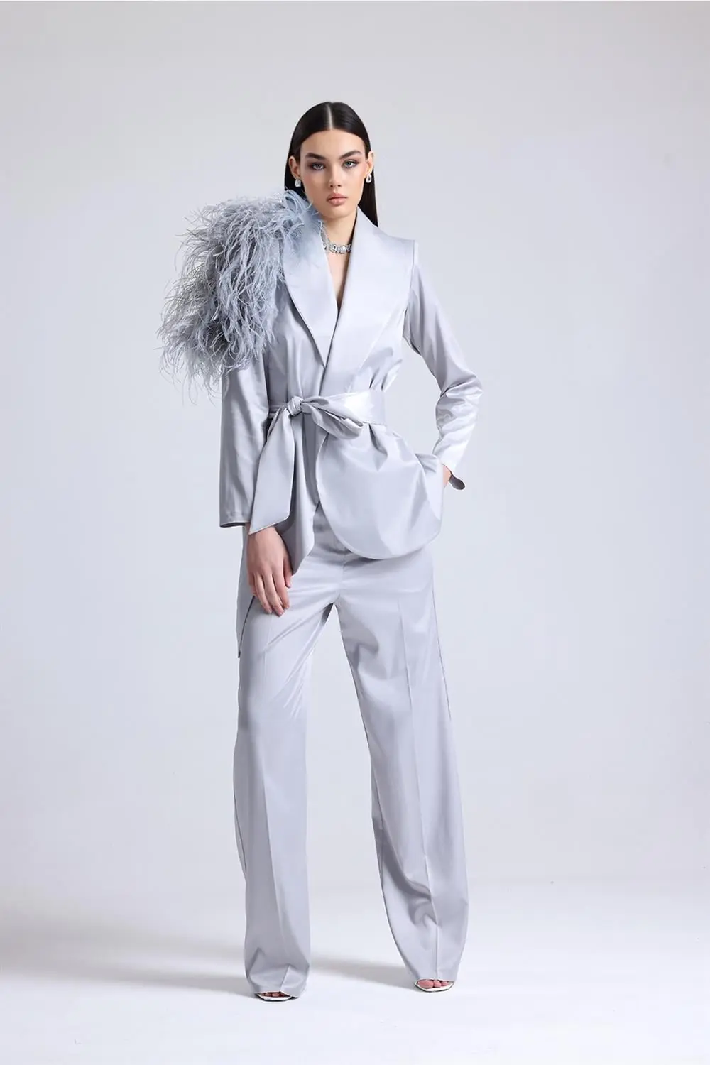 Lunar Ember Feather-Shoulder Set — Gray, photo 3