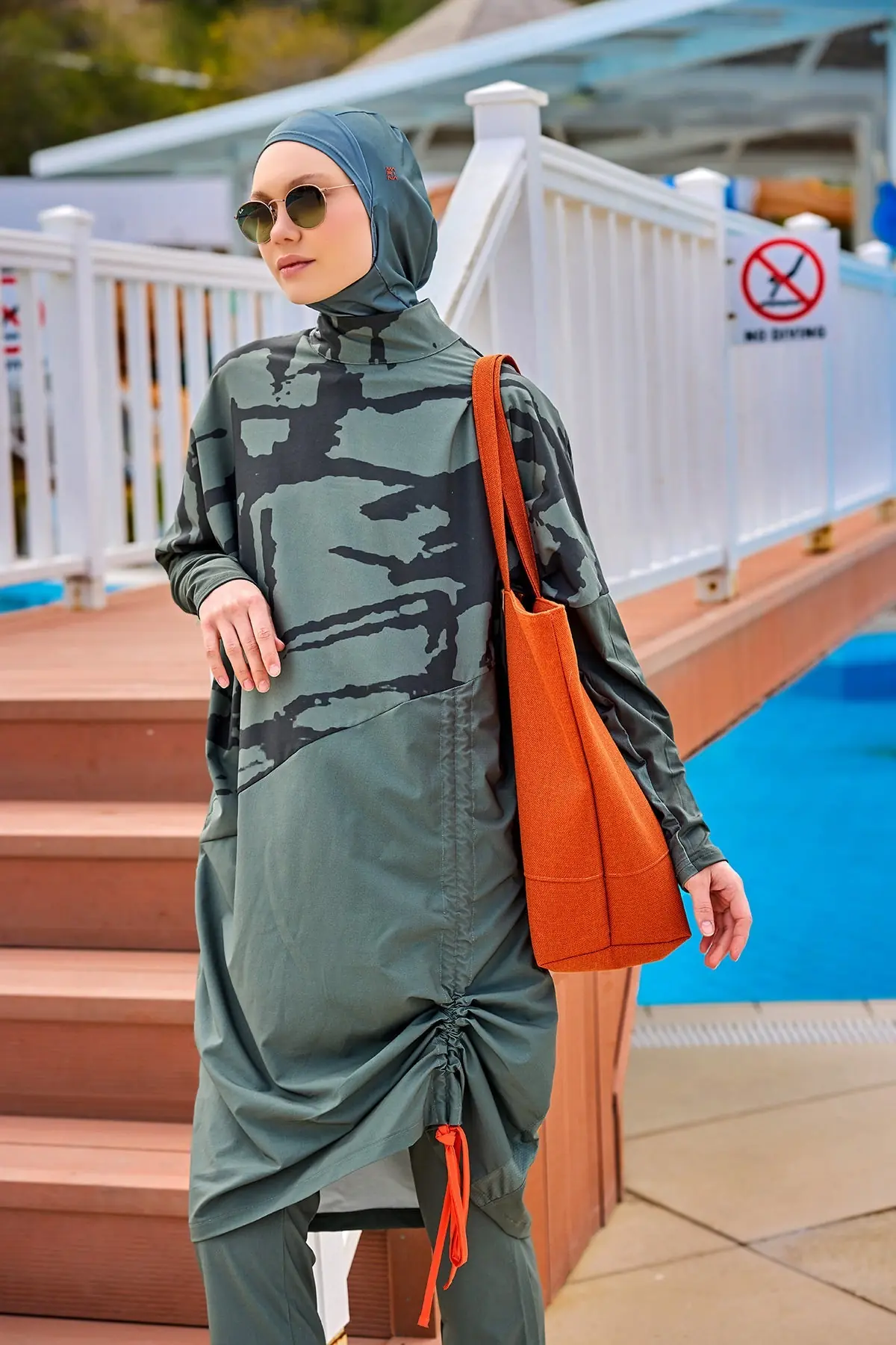 Khaki Full Coverage Modest Swimwear Burkini Set M2516, photo 4