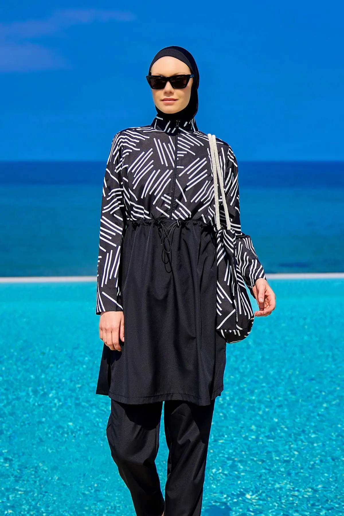 Black Full Coverage Modest Swimwear Set for Women R2509, photo 4