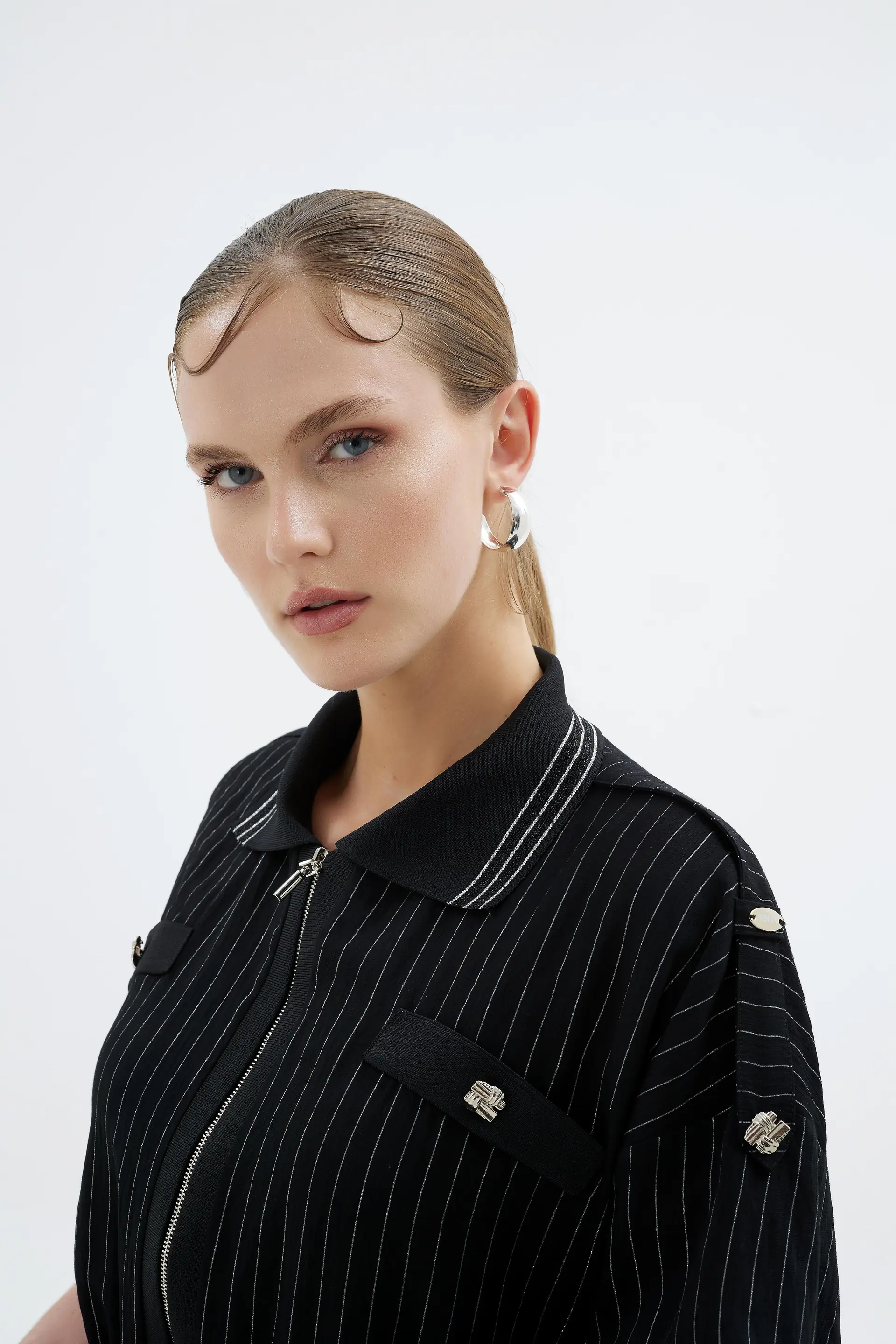 Ivory Striped Shirt Dress – Black, photo 3