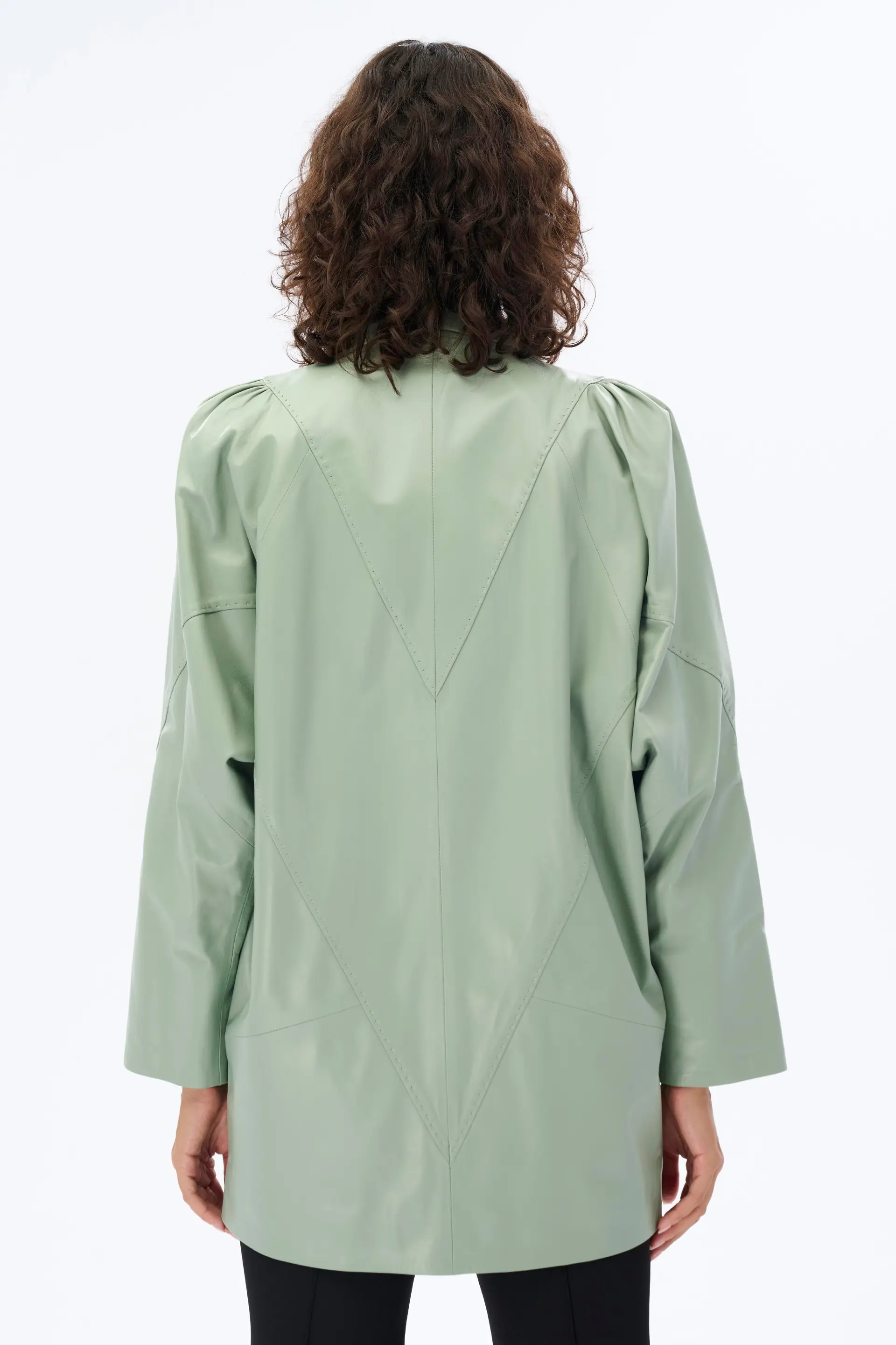 Oversized Leather Jacket – Green, photo 4