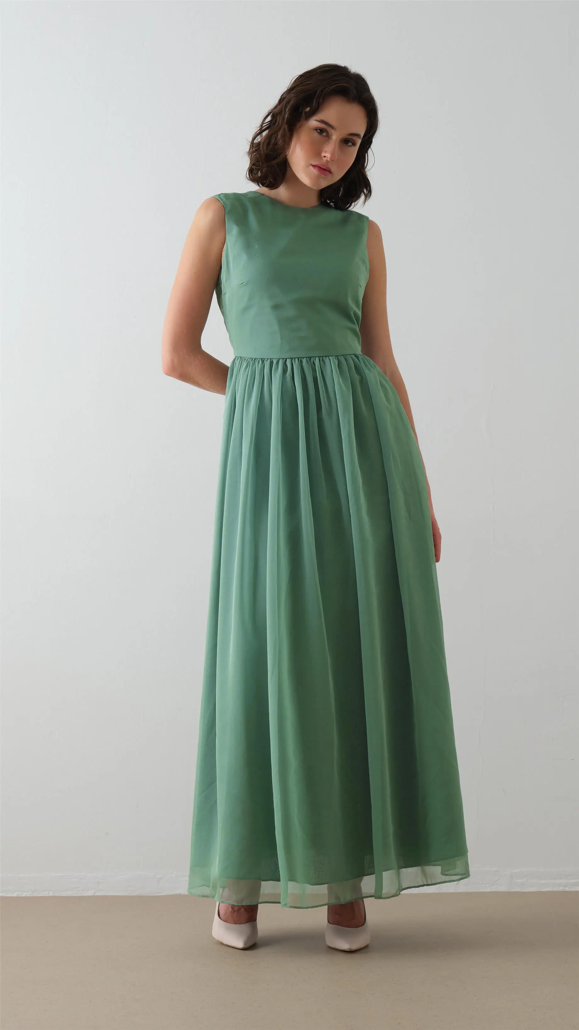 Scarf-Collar Jacket and Dress Set - Green, photo 3