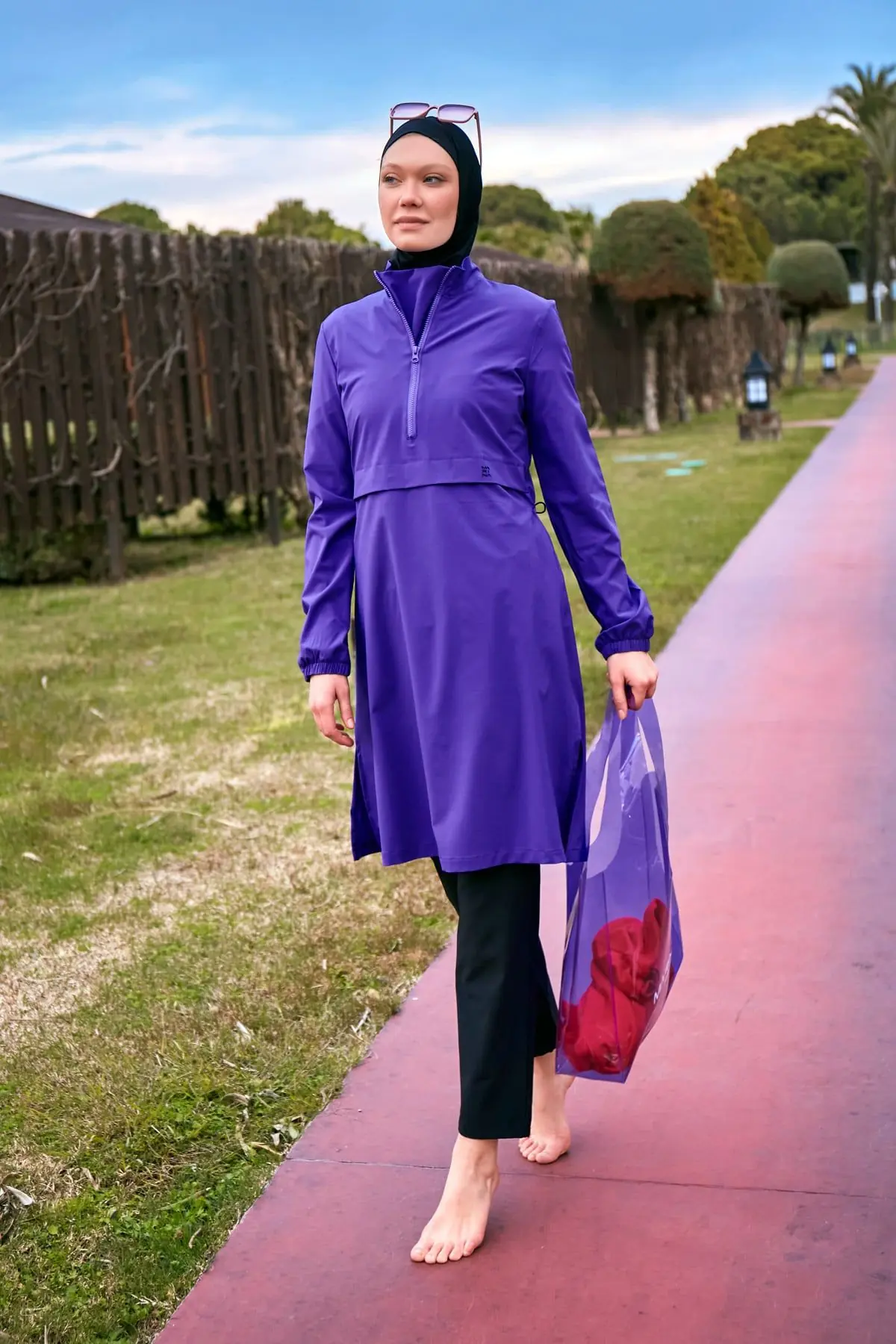 Woven Purple Burkini Modest Swimwear M2409, photo 4