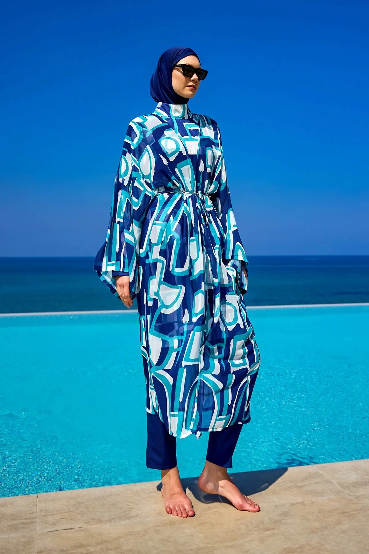 Navy Full Coverage Modest Swimwear Set - Blue, photo 7