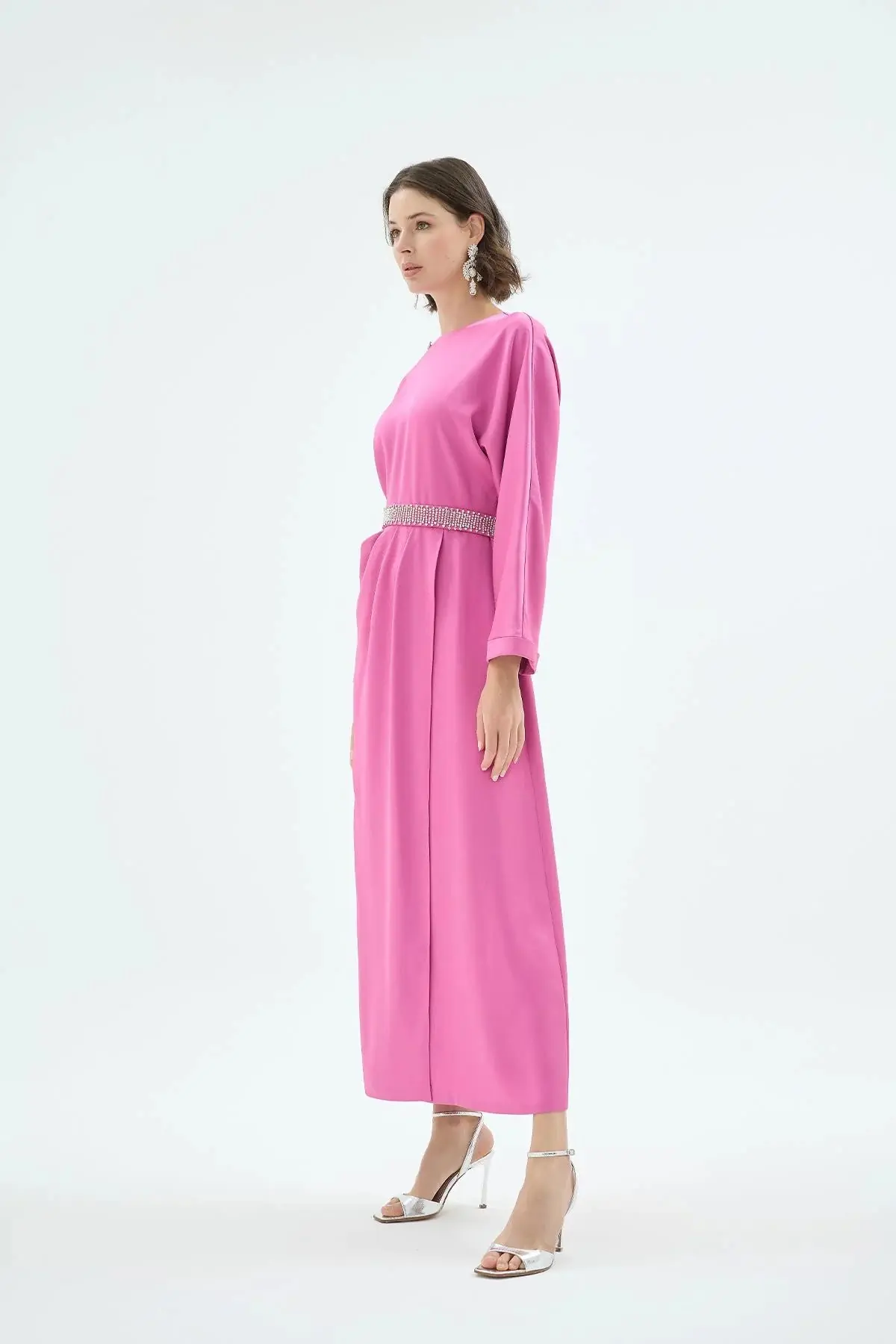 Reyna Draped Belted Dress – Fuchsia, photo 4