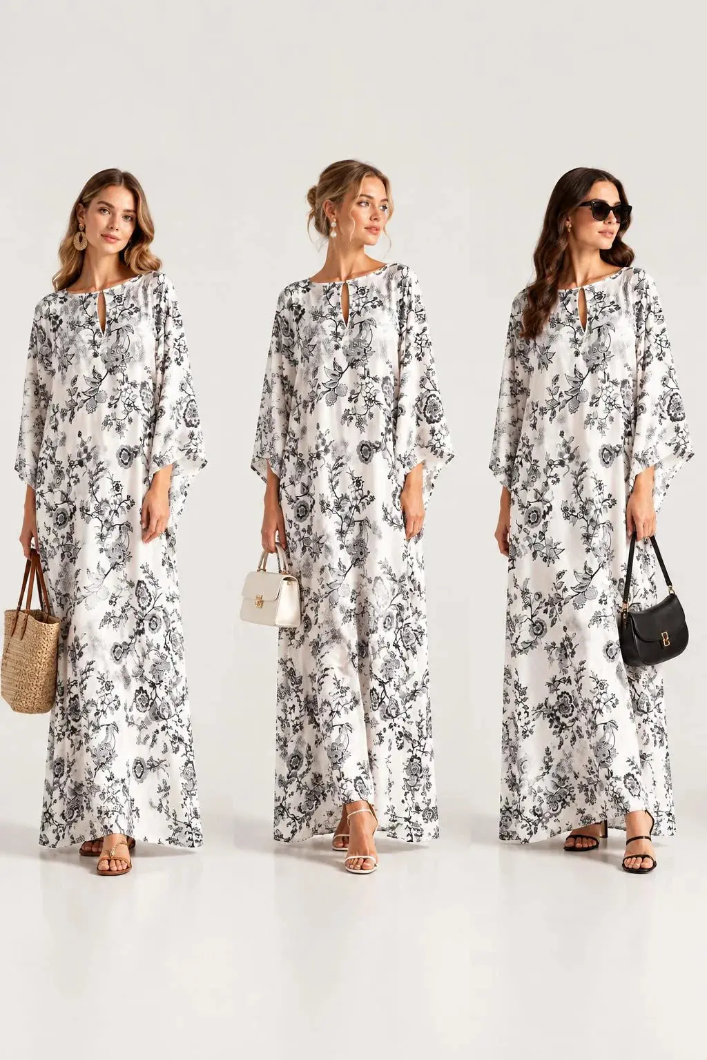 Azurra Floral Kaftan - Black & White, photo 8
