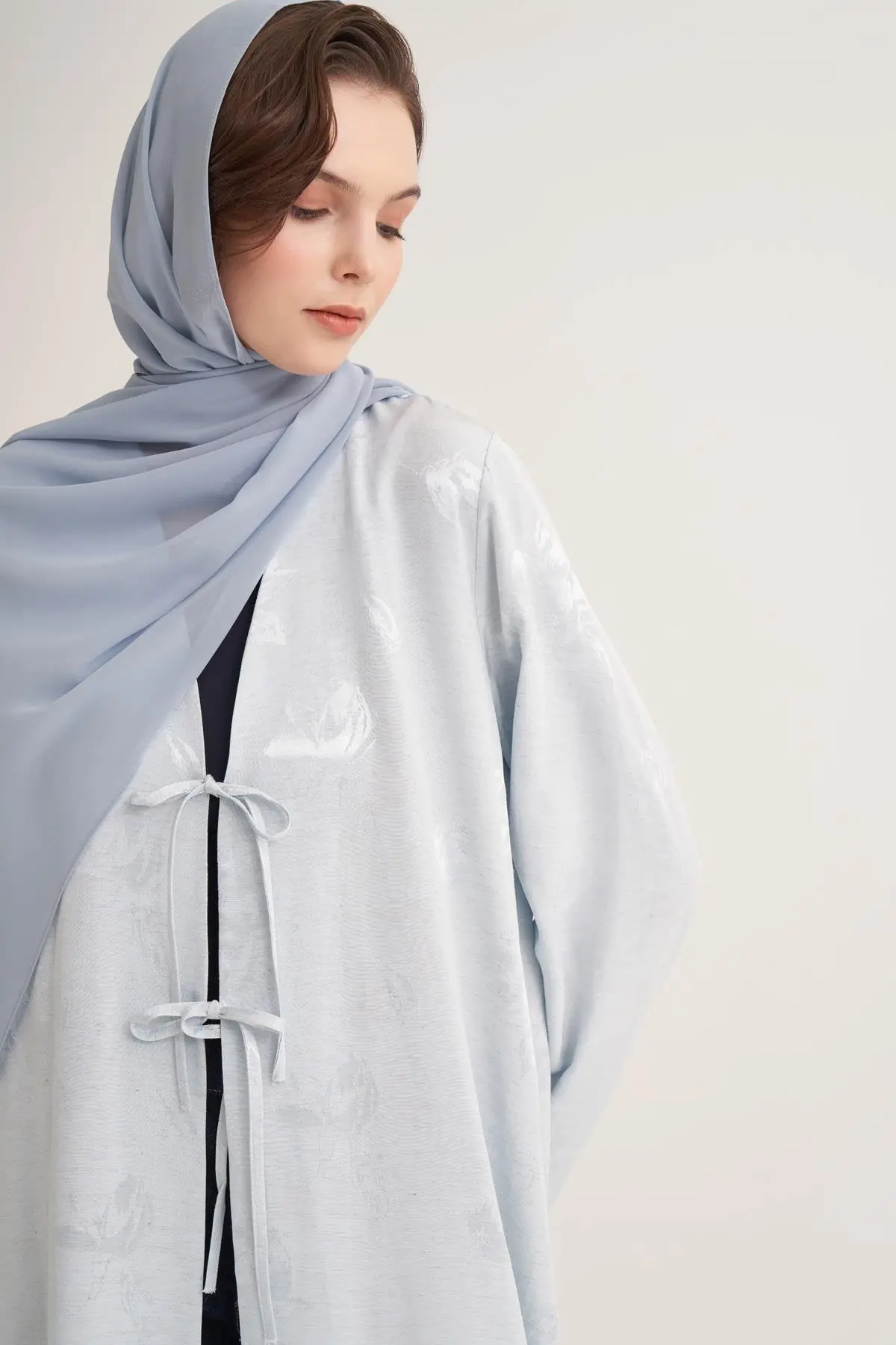 Mila Linen Abaya & Scarf – Light Blue, photo 3