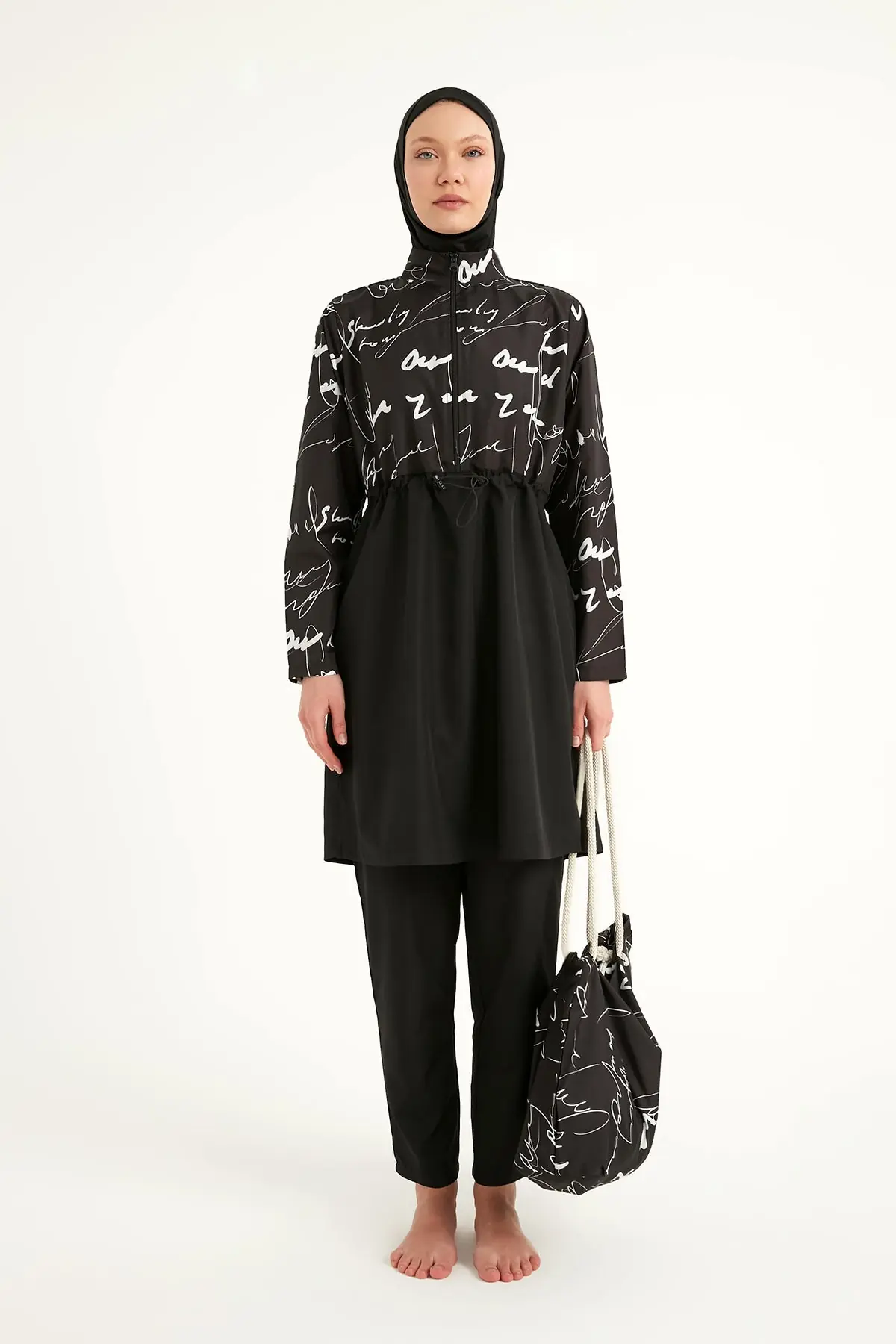 Black Full Coverage Modest Swimwear Set for Women R2501, photo 5