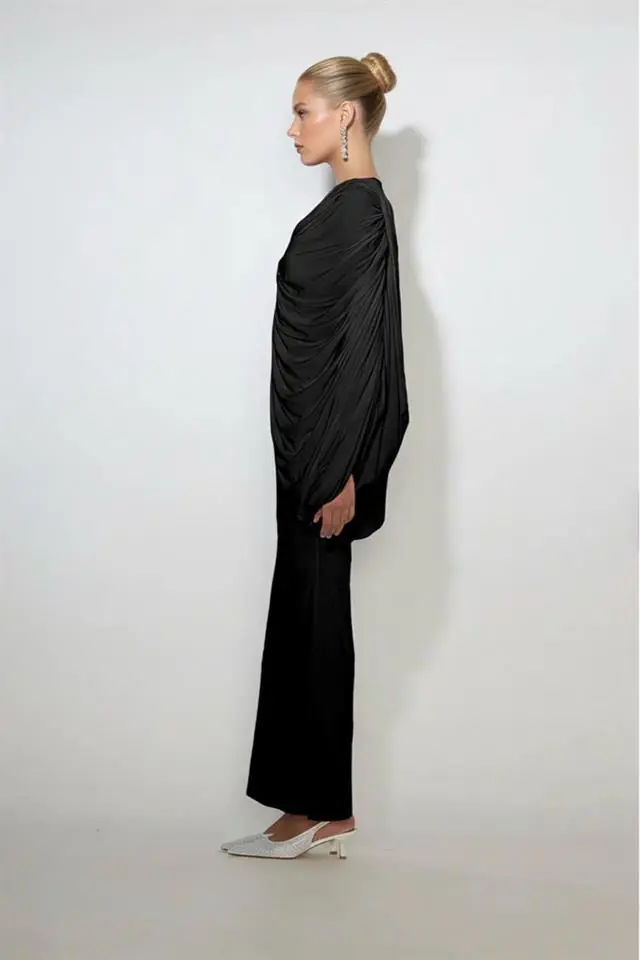 Nerelle Draped Dress — Black, photo 2