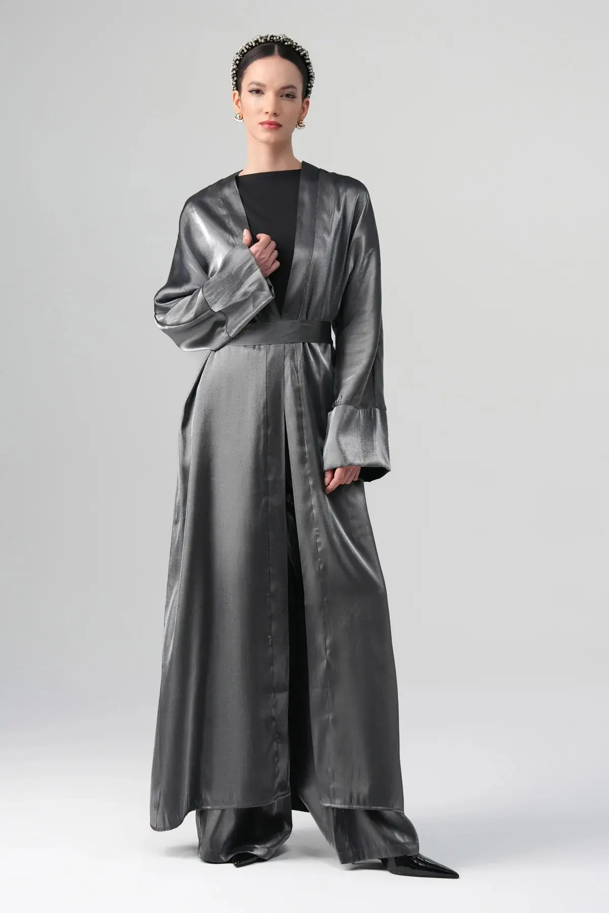 Sorelle Metallic Abaya - Gray, photo 2