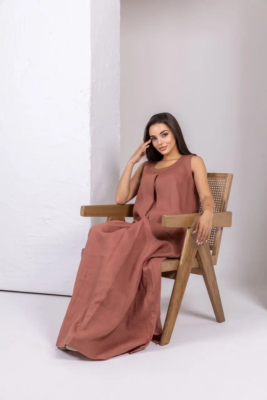 Brown Pink Linen Dress, photo 2