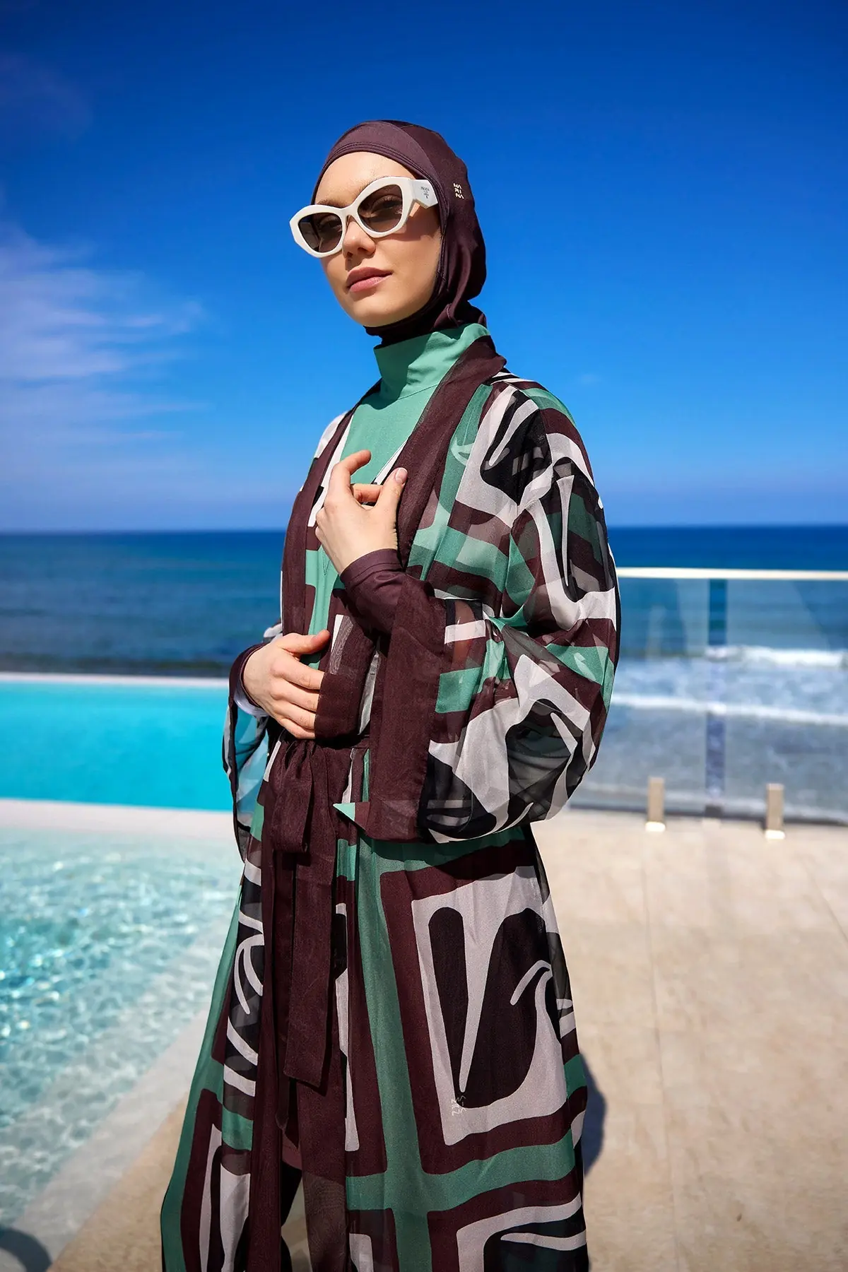 Silky Full Coverage Modest Kimono – Brown, photo 5