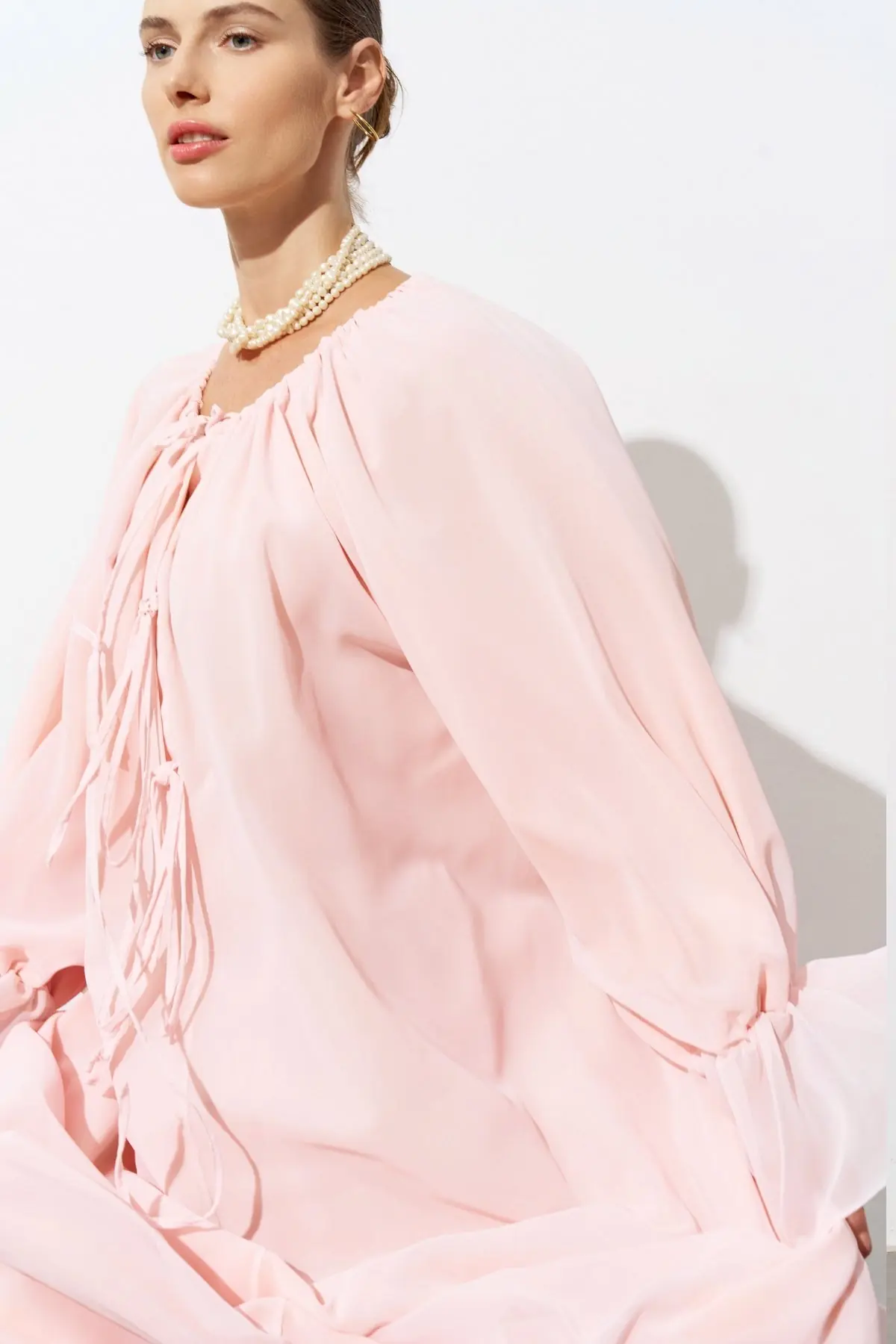 Sole Tie-Detail Chiffon Maxi Dress – Powder Pink, photo 3