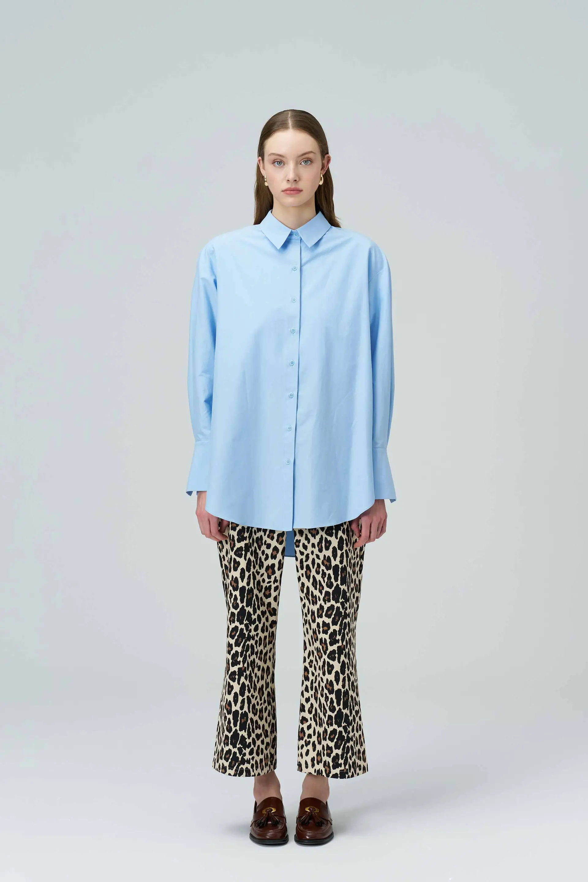BIANCA Blue Oversized Poplin Shirt, photo 4