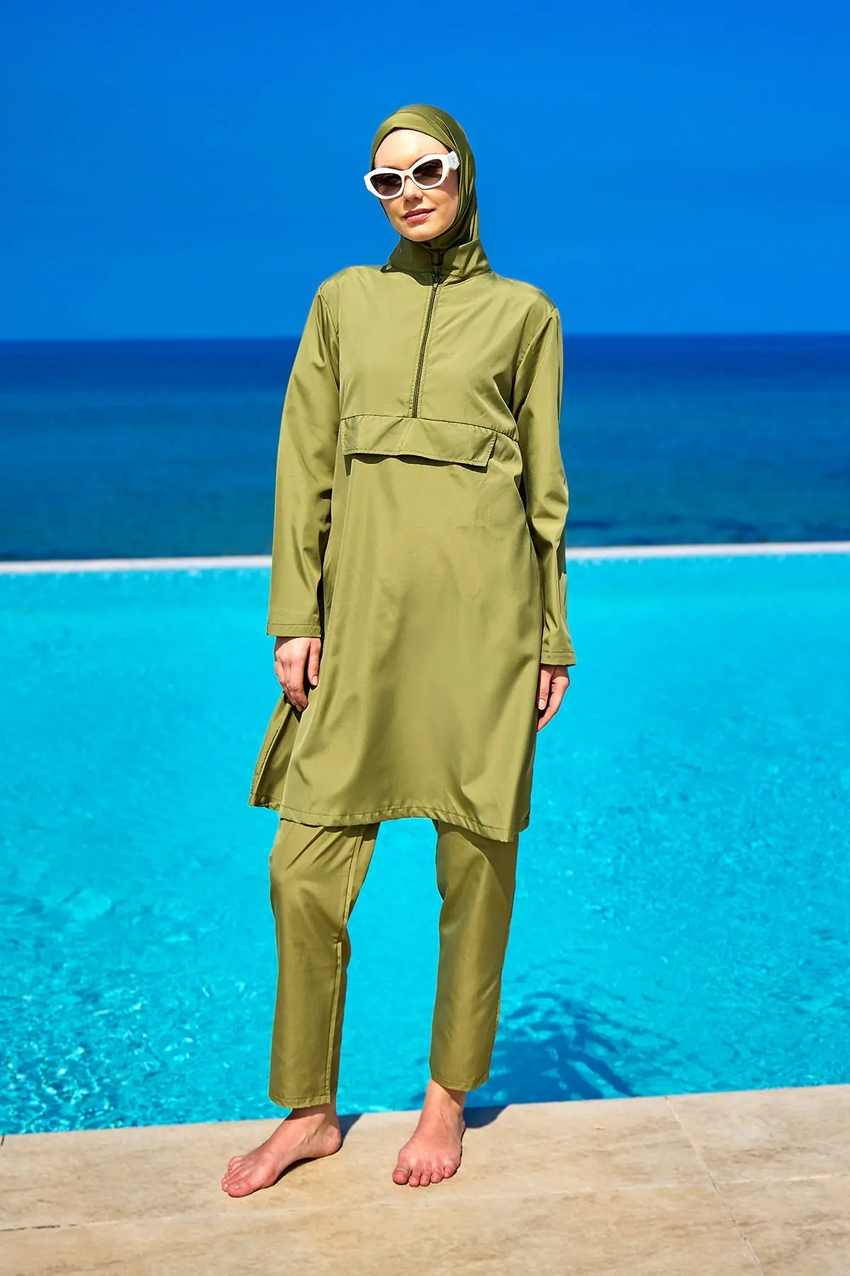 Andalus Green Full Coverage Burkini Set for Women A2503-5