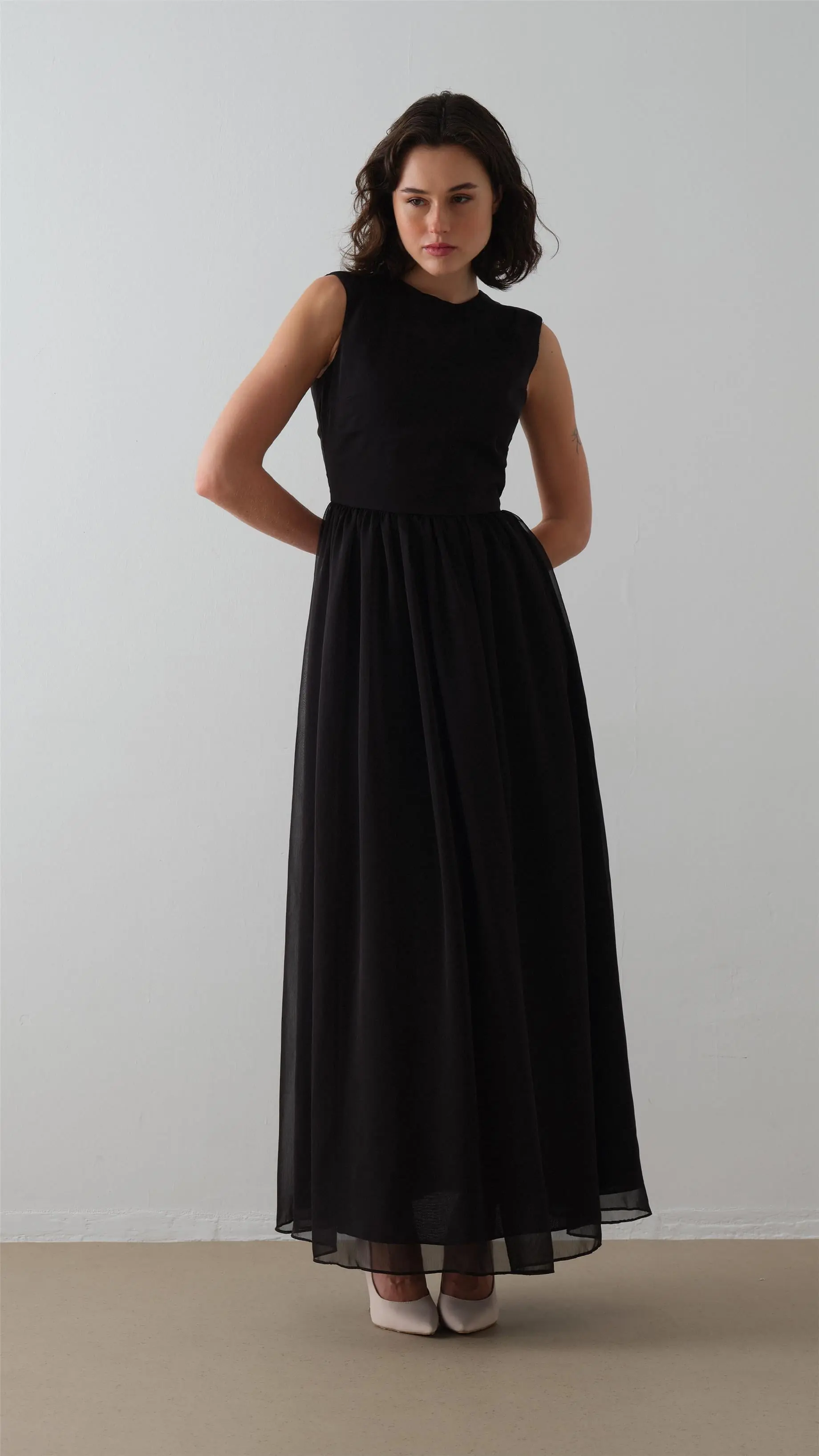 Scarf-Collar Jacket and Dress Set - Black, photo 3