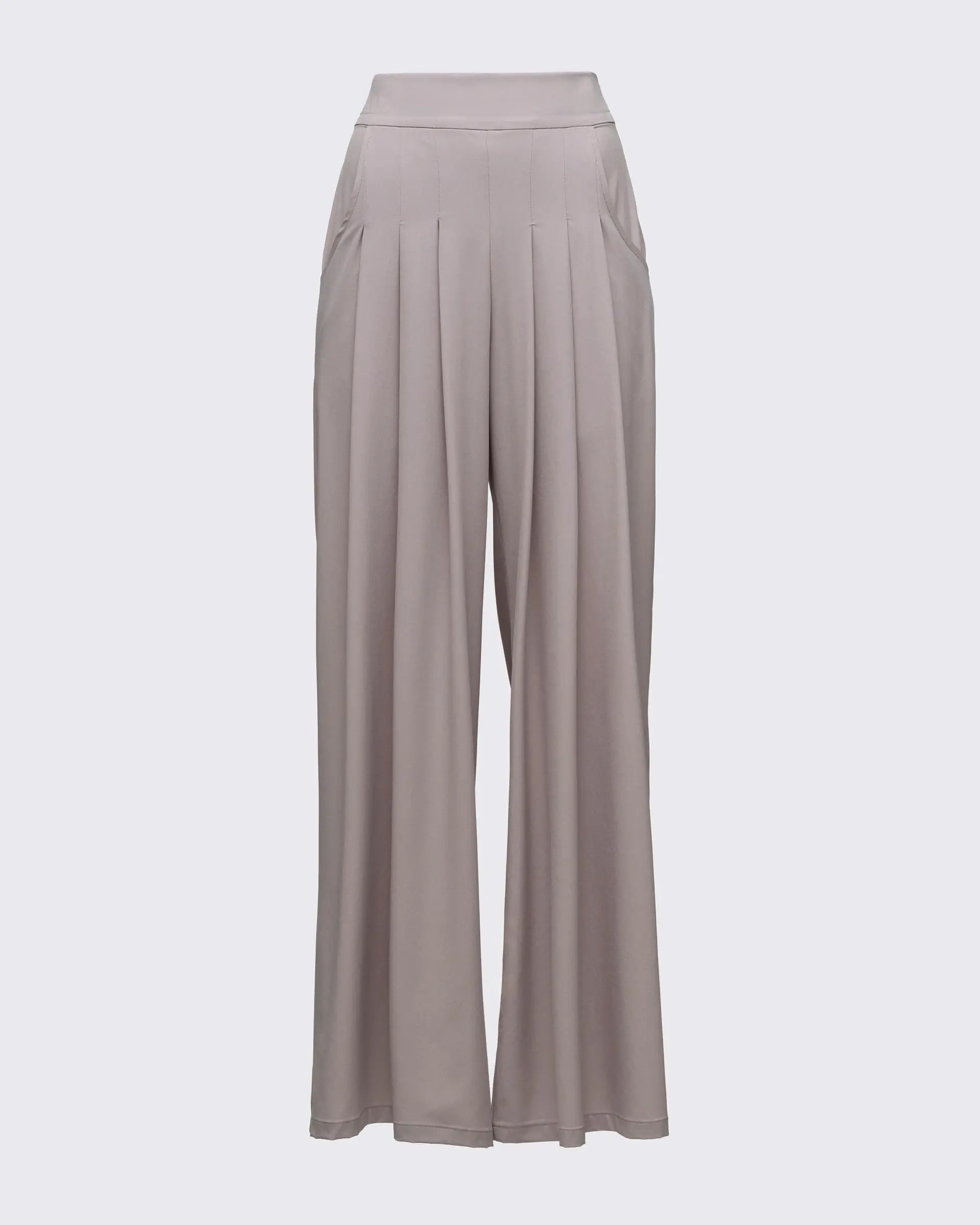 Pile Detaylı Geniş Paça Pantolon - Vizon