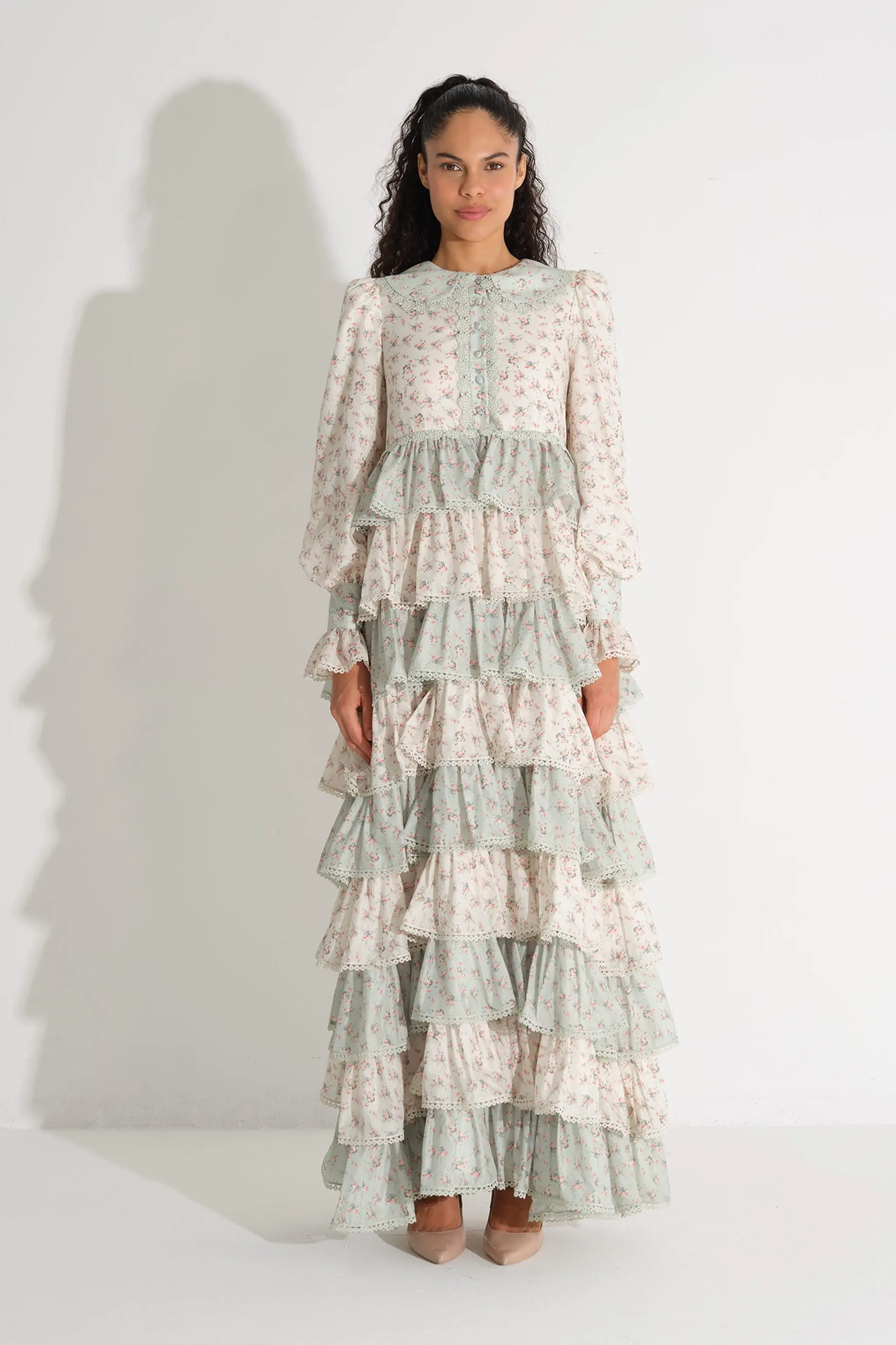 Tiered Lace Ruffle Dress – Mint