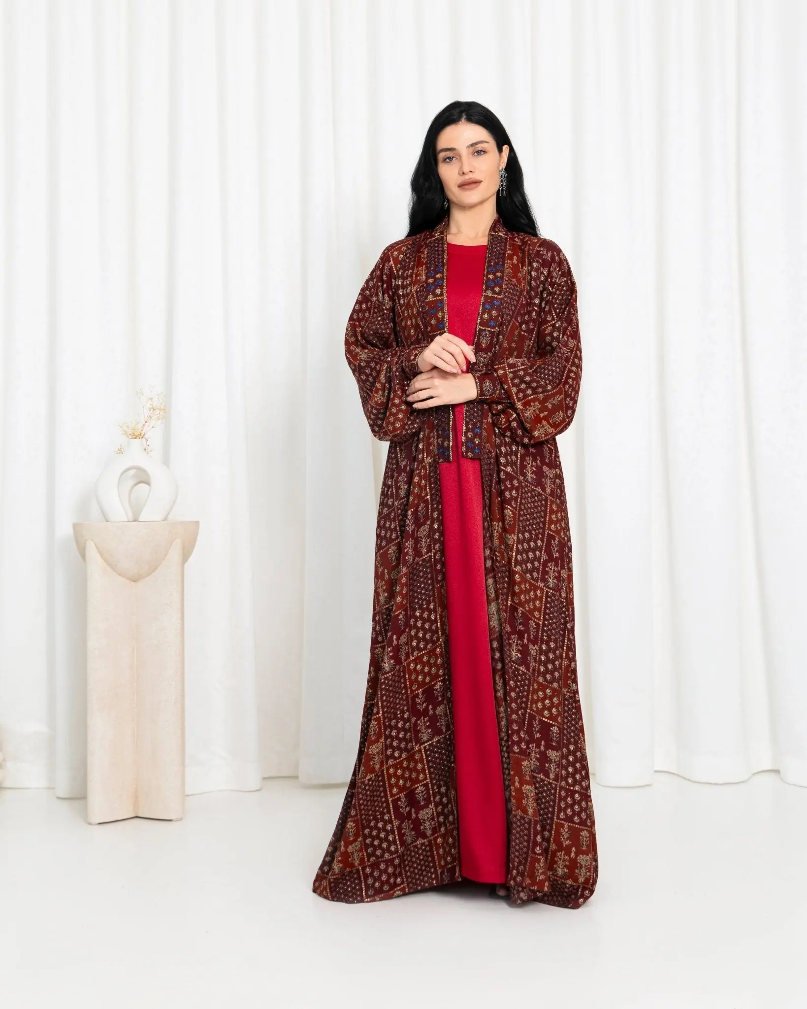 Maroon Stripe Kimono Abaya, photo 8