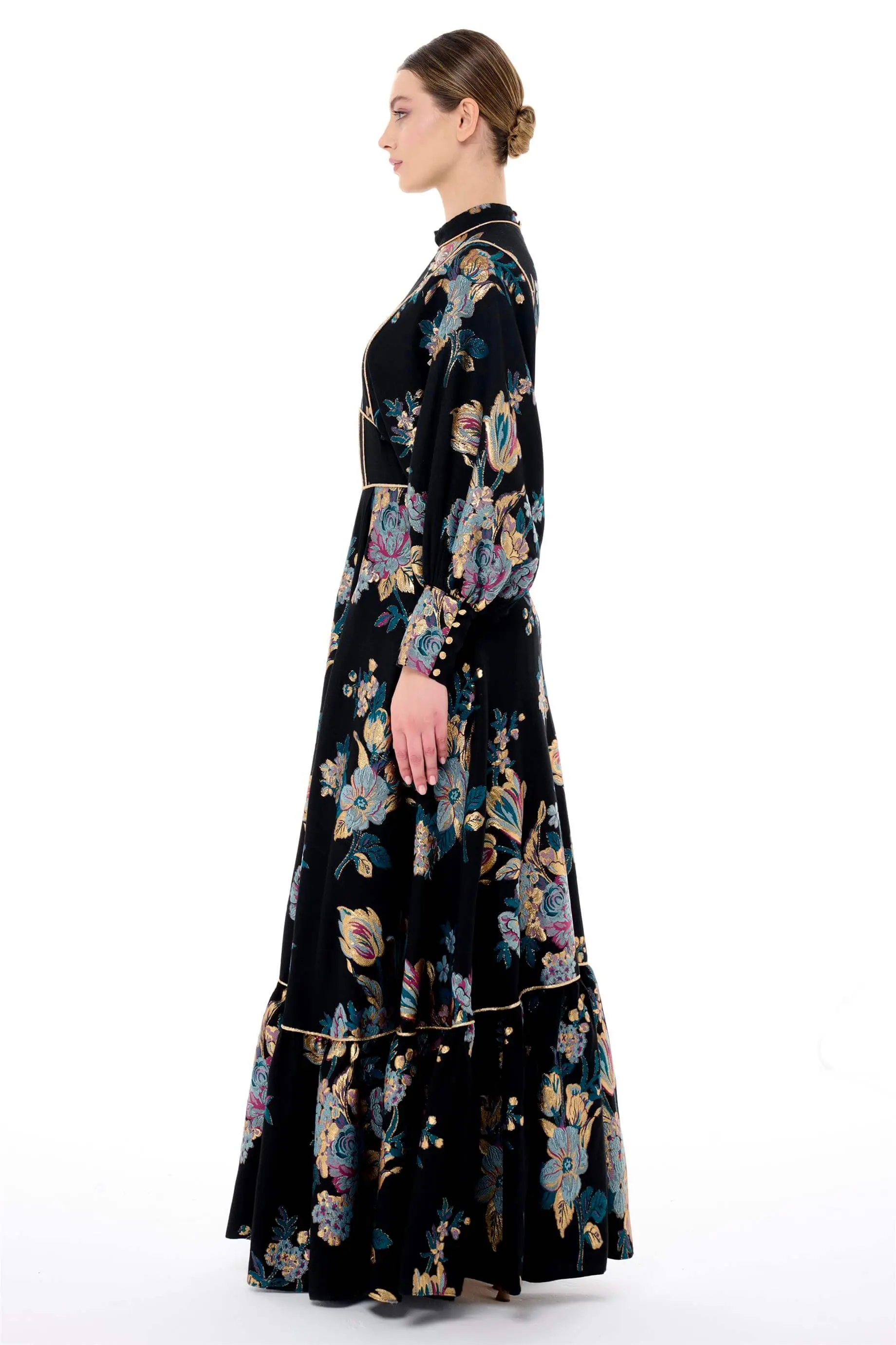 Corset-Waist Jacquard Maxi Dress – Black, photo 2
