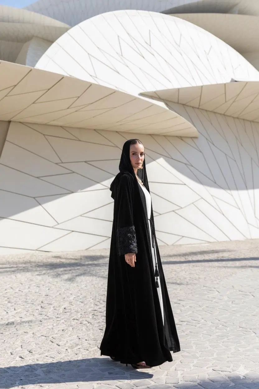 Velvet Rose Abaya – Black