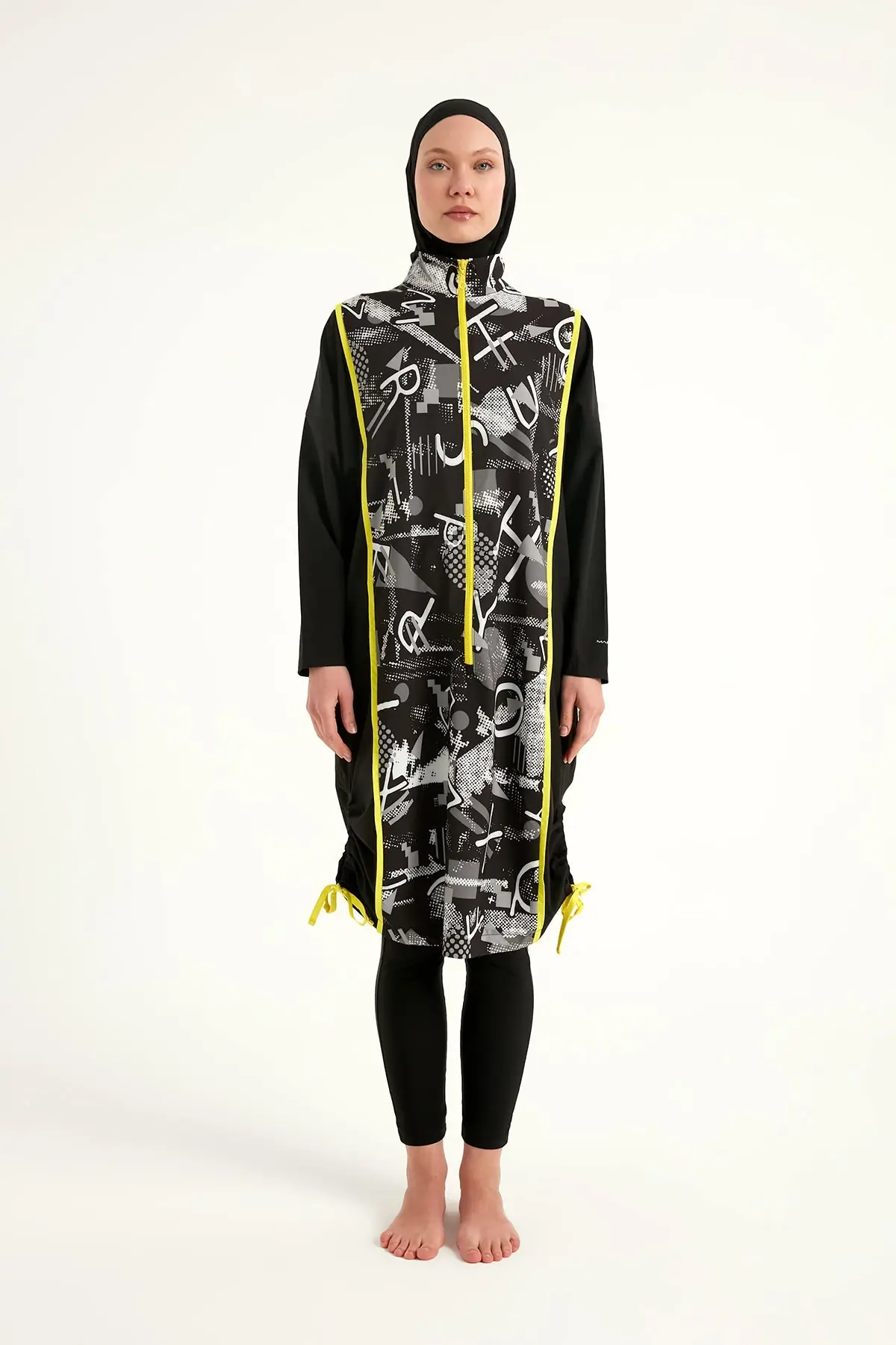 Black Full Coverage Modest Swimwear Burkini Set M2536, photo 6
