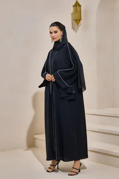 Pearl Line Abaya Set - Black, photo 2