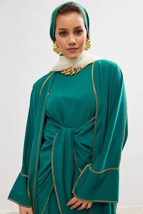 New Line Abaya Dress Set - Green, photo 3