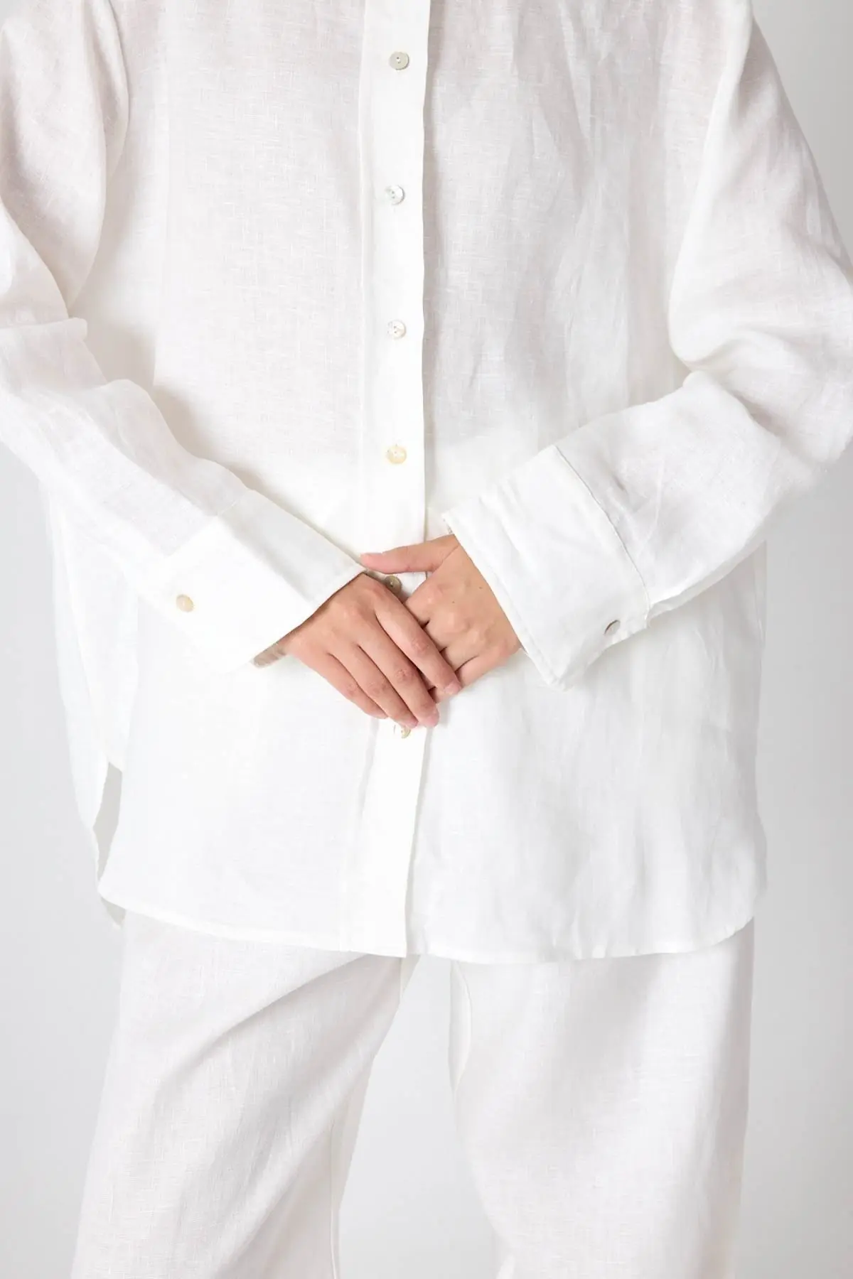 Pure Linen 100% Linen Oversize Shirt - White, photo 4