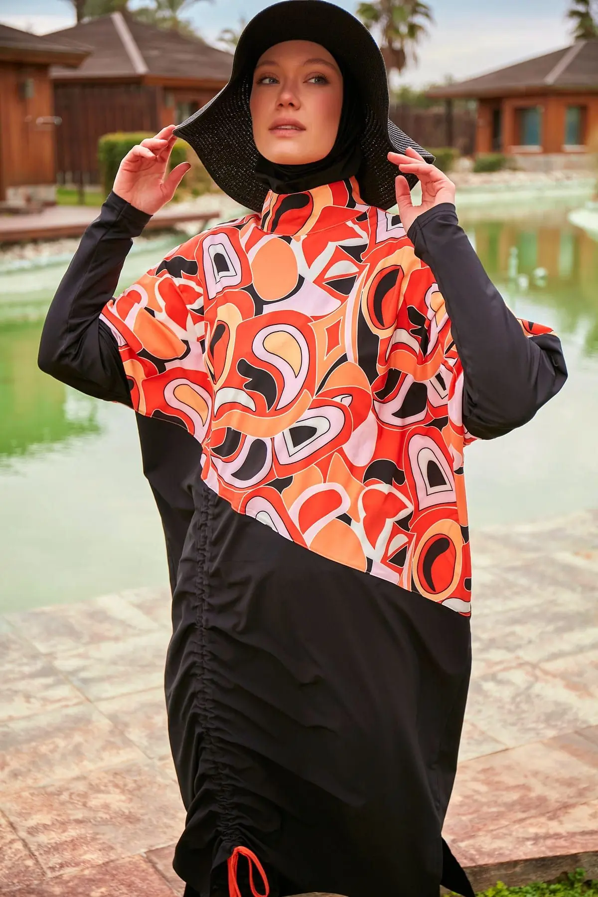 Woven Black Burkini Modest Swimwear M2426, photo 5