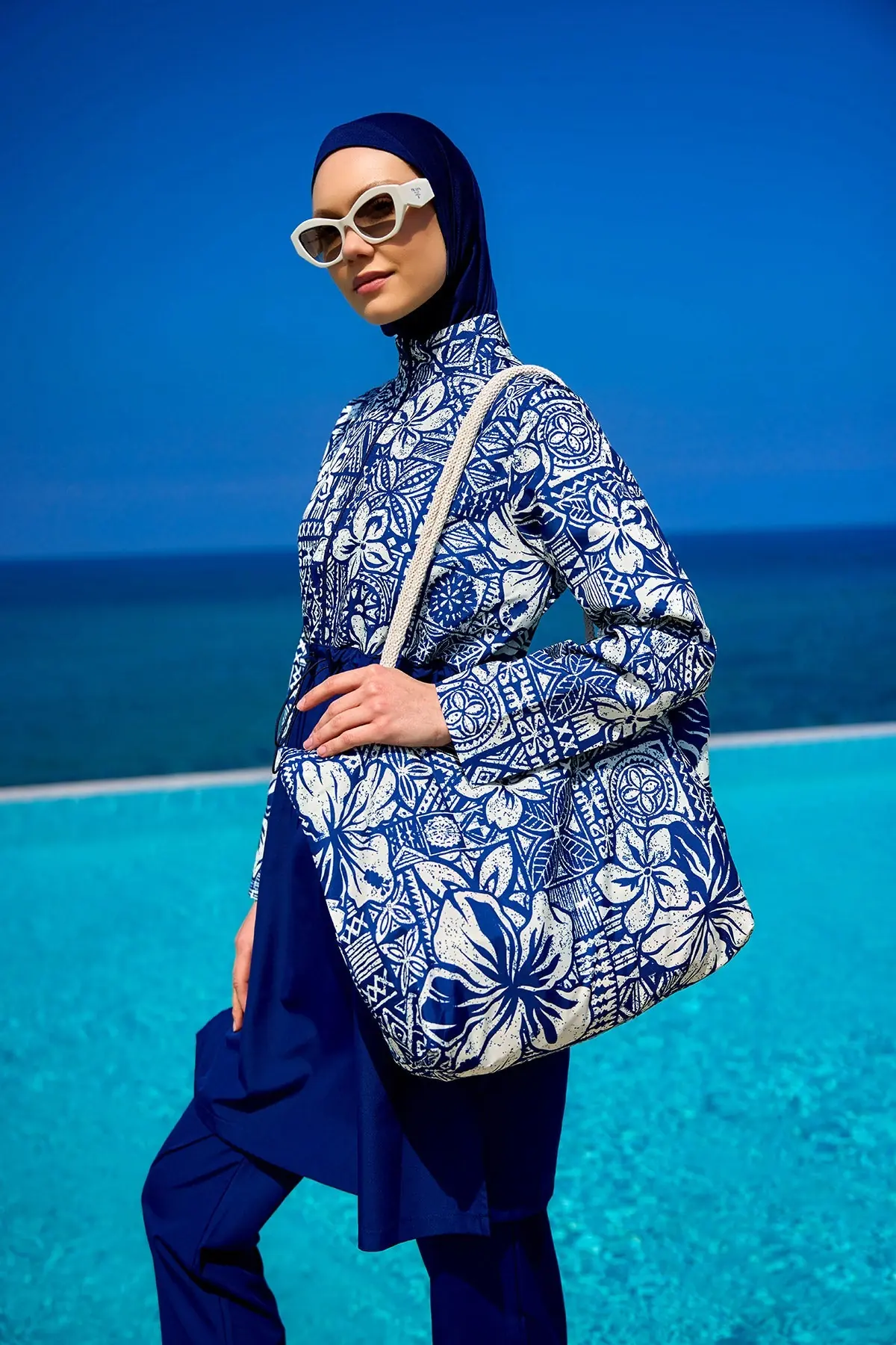 Navy Full Coverage Modest Swimwear Set - Blue, photo 4