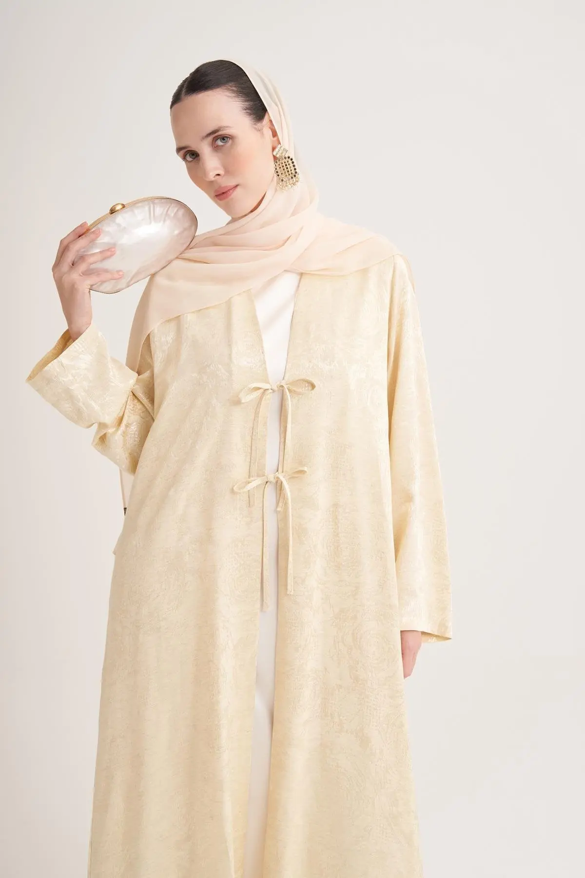 Mila Linen Abaya & Scarf – Yellow, photo 2