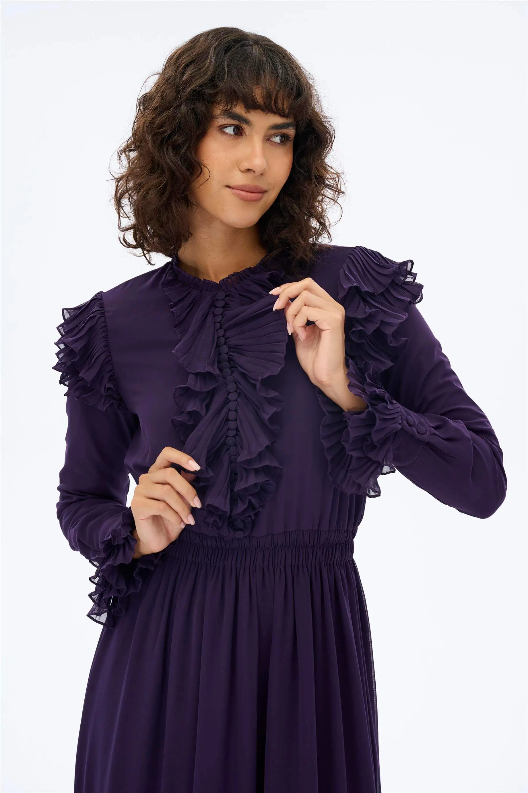 Plum Retro Pleated Maxi Dress, photo 4