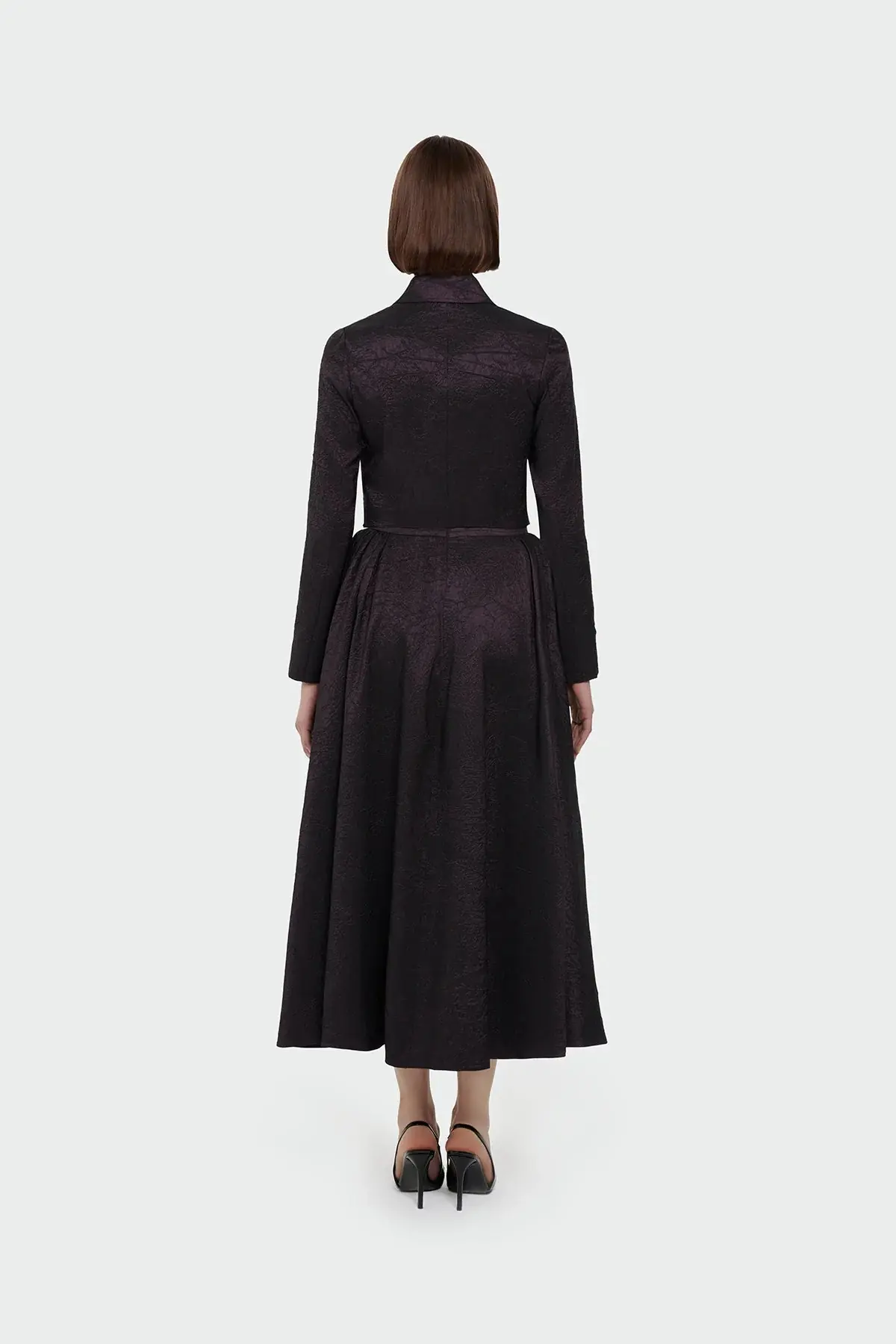 Shirt Collar Cropped Jacket & Skirt Set - Plum, photo 4