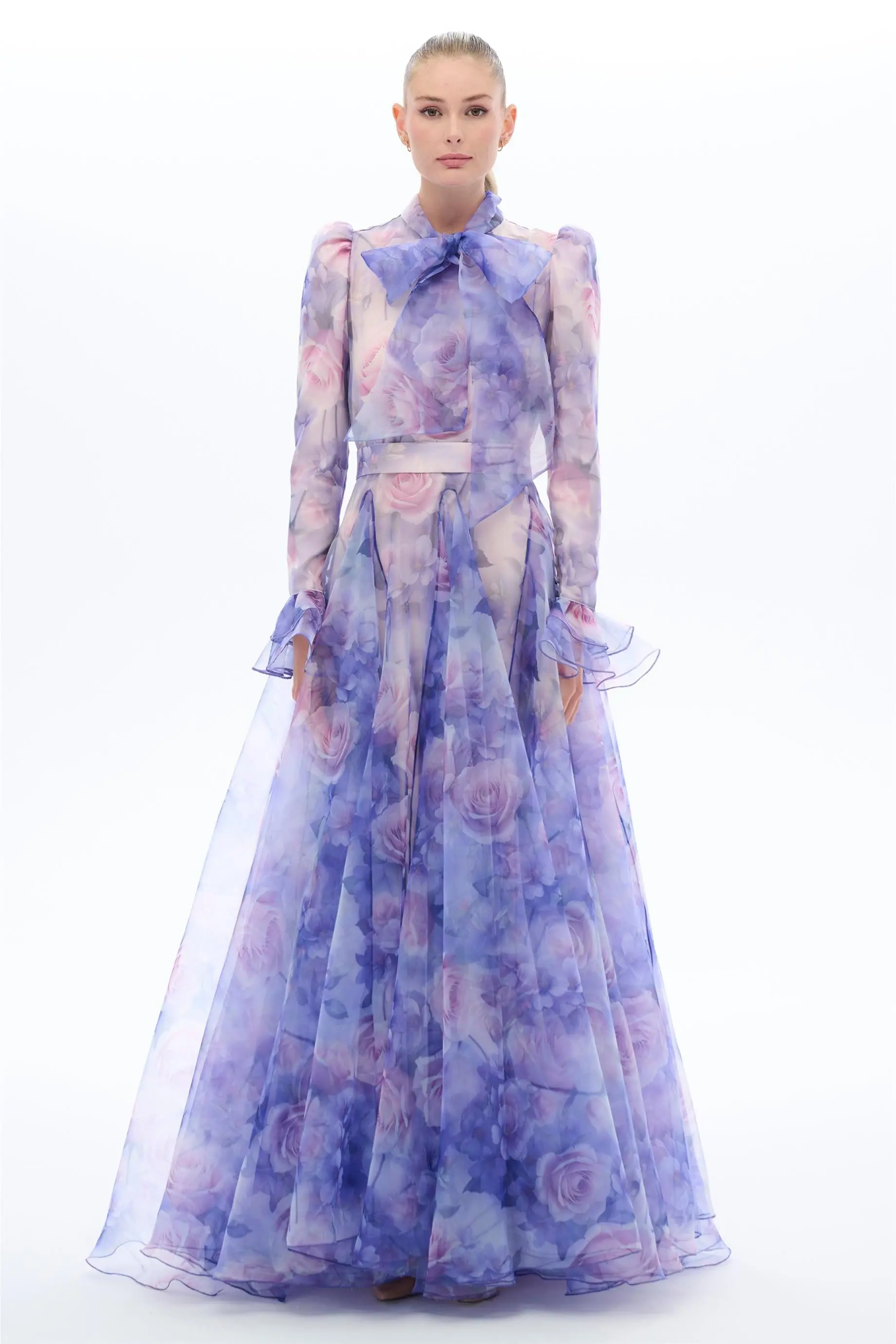 Printed Organza Dress - Lilac